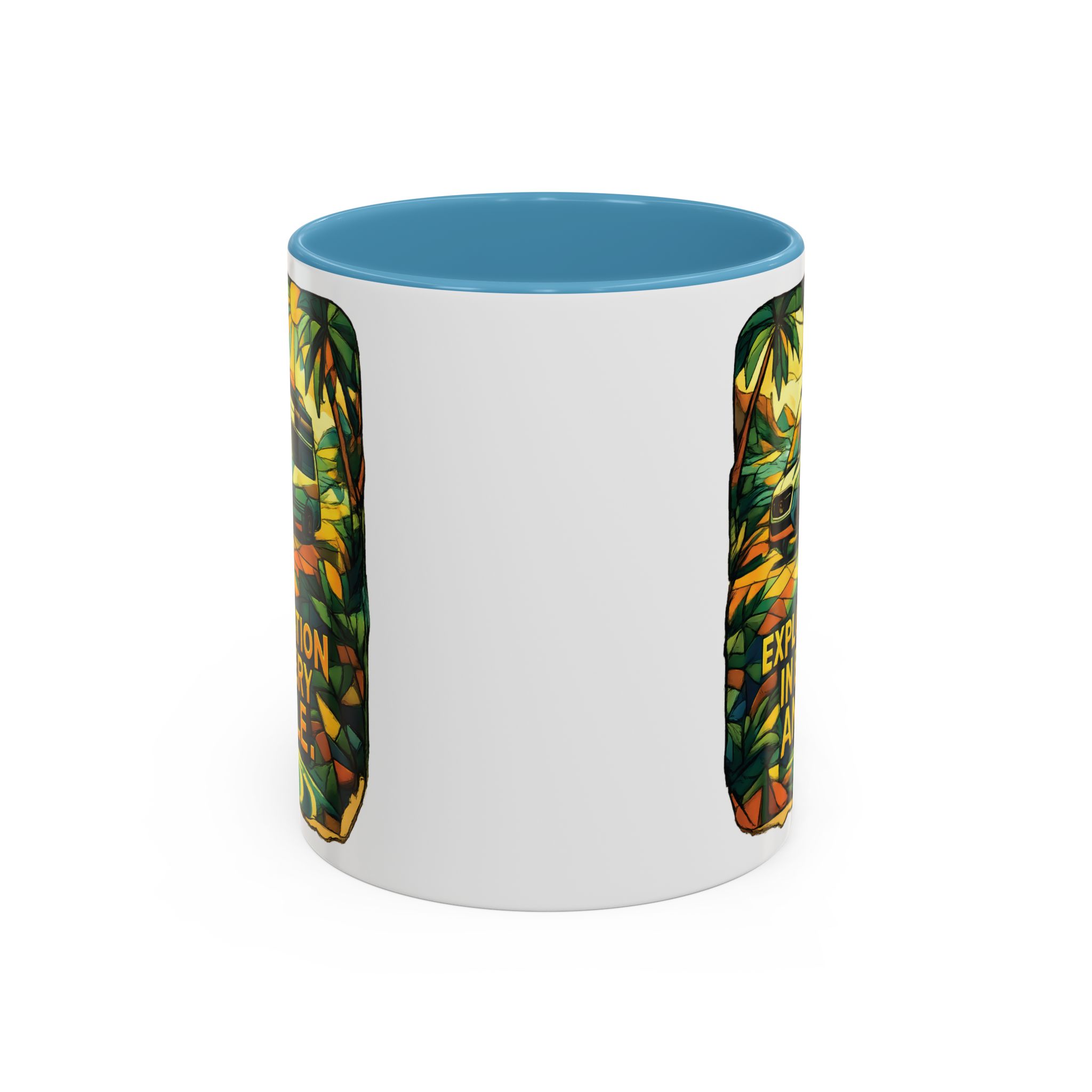 Accent Coffee Mug (11, 15oz) — "Exploration In Every Angle" Design Cubic-Line