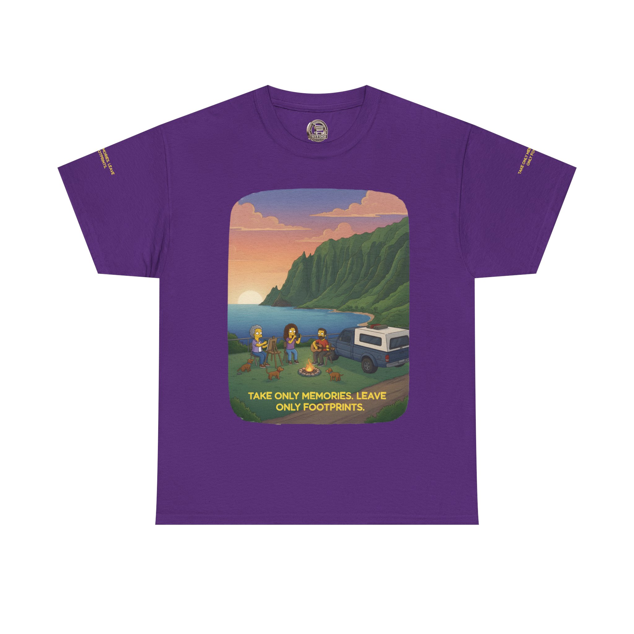 Unisex Heavy Cotton Tee — "Take Only Memories-Leave Only Footprints" Design Sitcom-Line