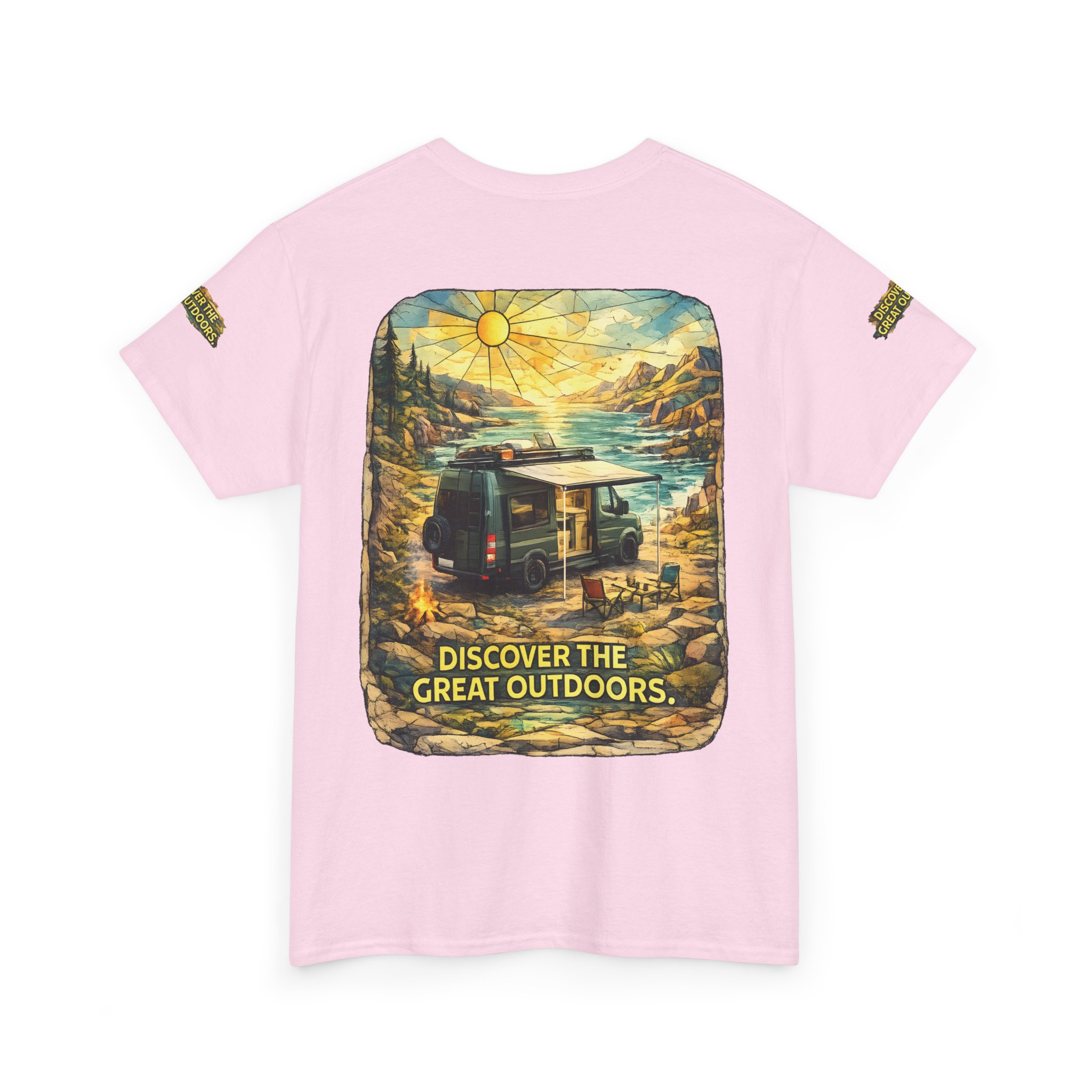Unisex Heavy Cotton Tee — "Discover The Great Outdoors" Design Cubic-Line