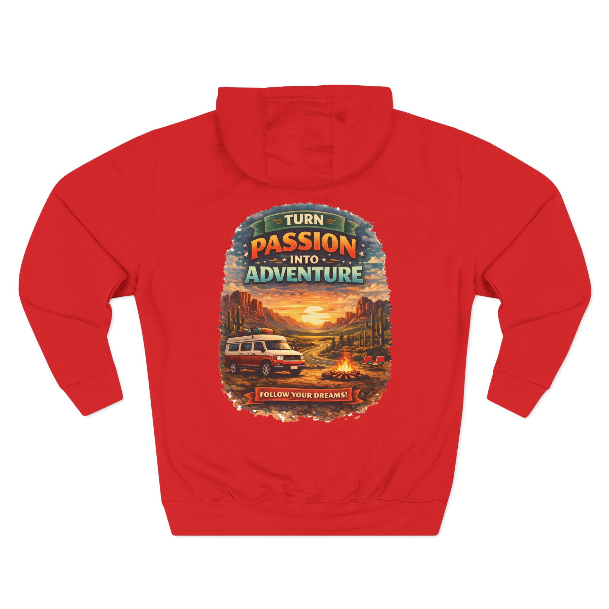 Three-Panel Fleece Hoodie - "Turn Passion Into Adventure" Design Scenic-Line