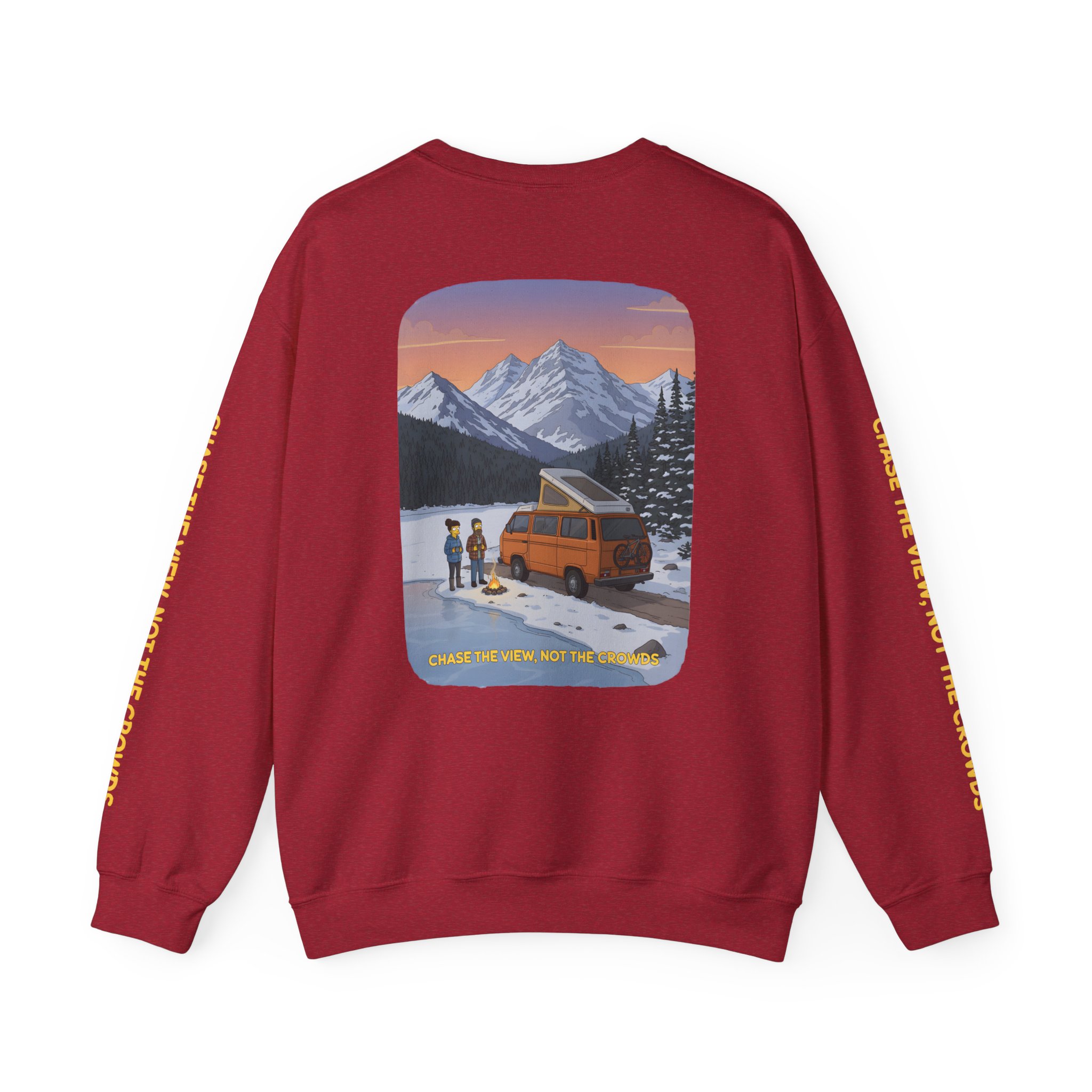 Unisex Heavy Blend™ Crewneck Sweatshirt — "Chase The Views-Not The Crowds"" Design Sitcom-Line