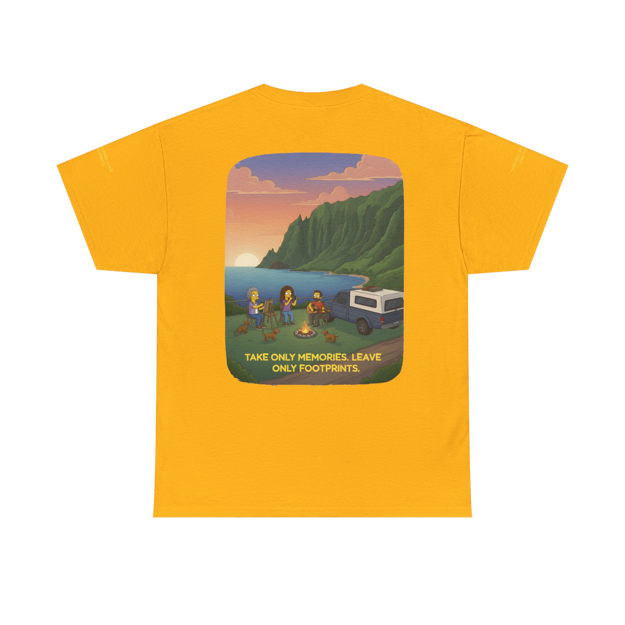 Unisex Heavy Cotton Tee — "Take Only Memories-Leave Only Footprints" Design Sitcom-Line