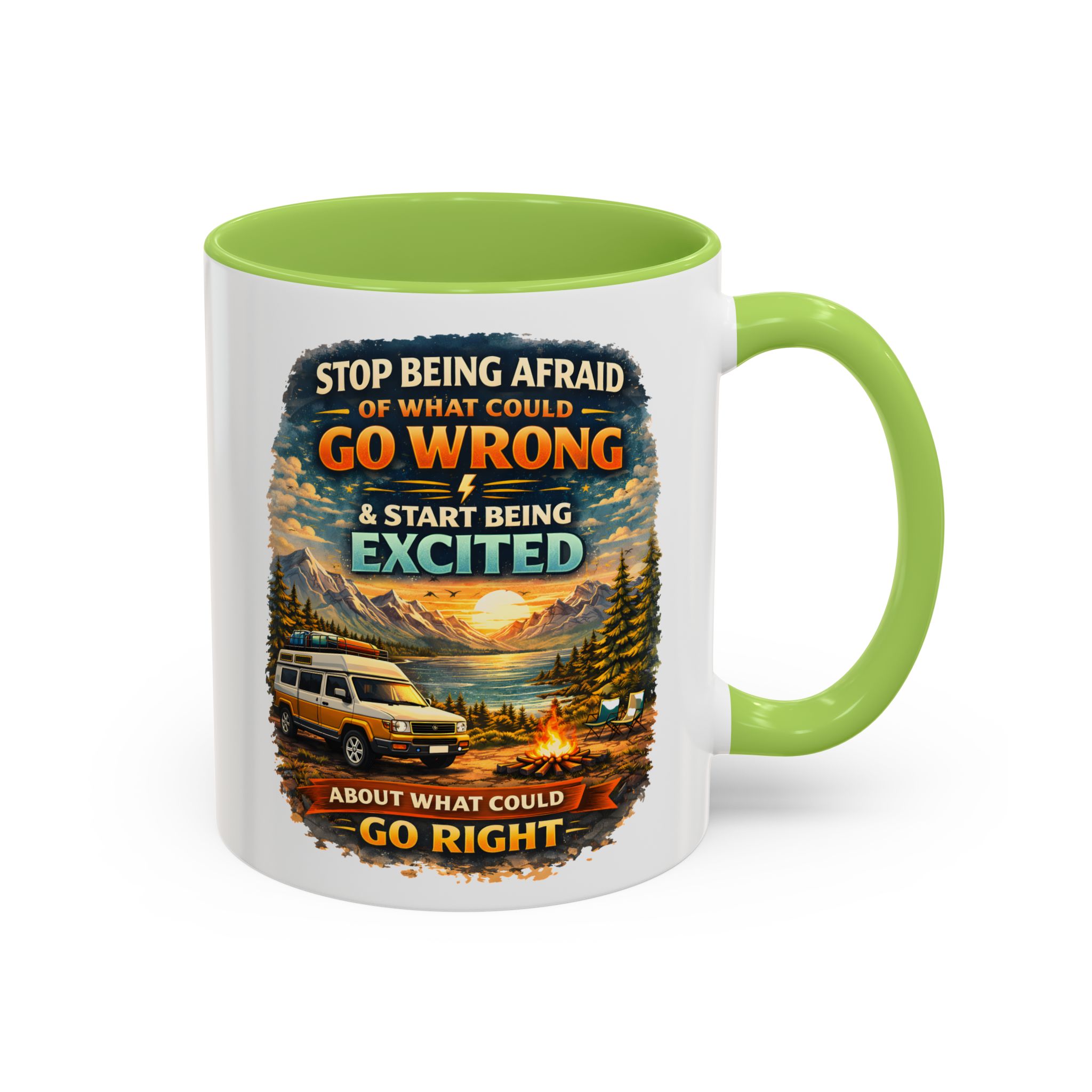 Accent Coffee Mug (11, 15oz) — "Stop Being Afraid Of What Could Go Wrong" Design Scenic-Line