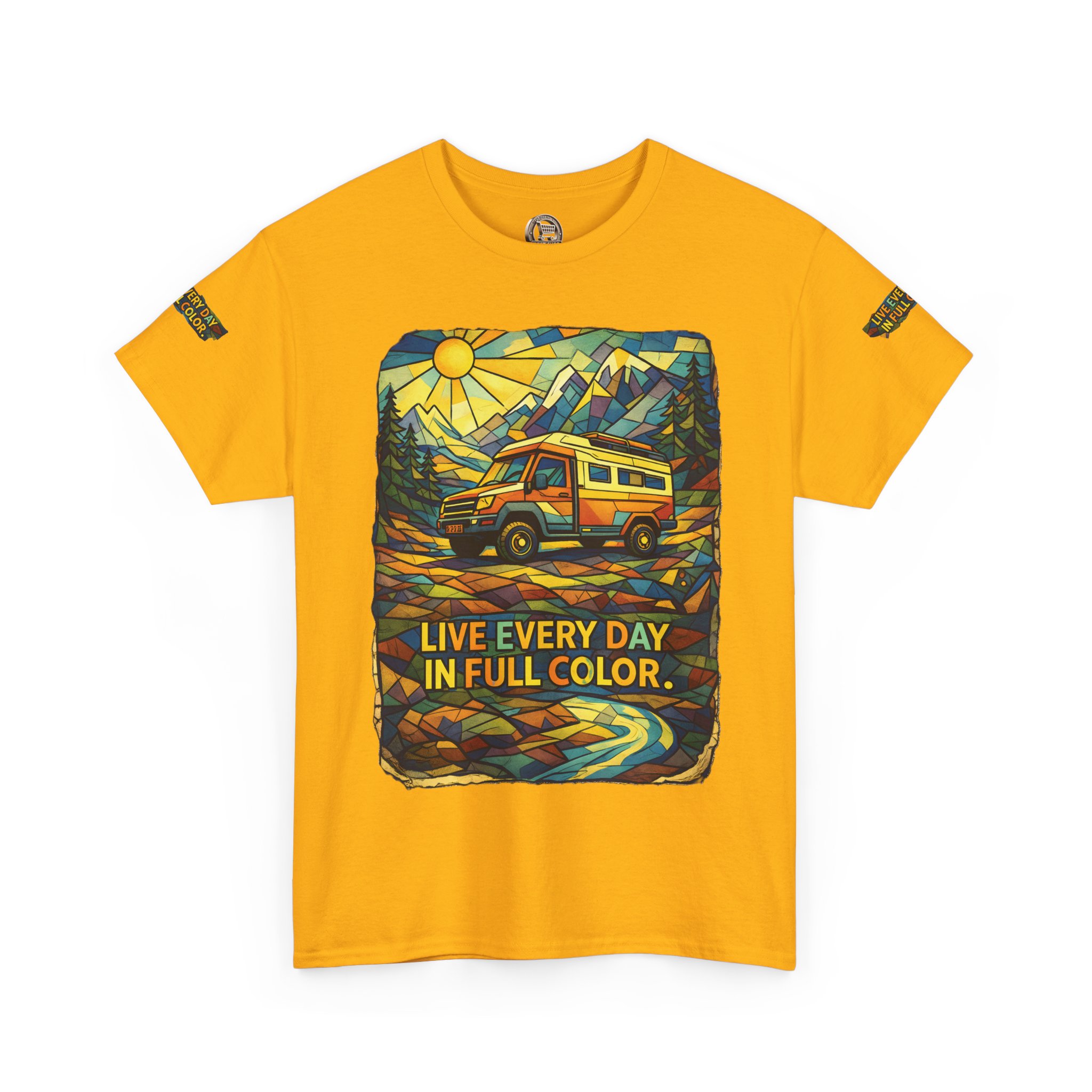 13604730341412889287_2048.jpeg Unisex Heavy Cotton Tee — "Live Life Every Day In Full Color" Design Cubic-Line