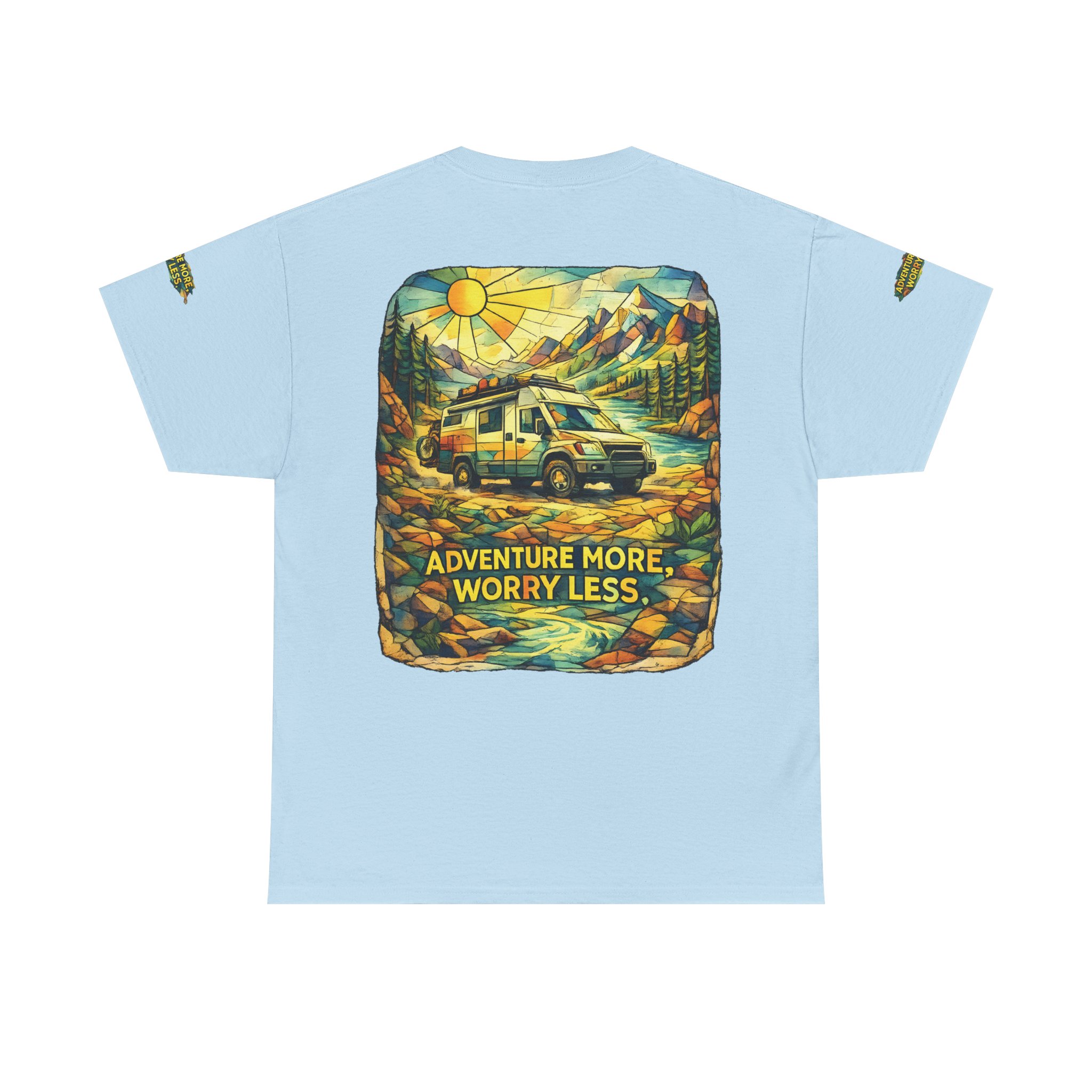 13608824098662425264_2048.jpeg Unisex Heavy Cotton Tee — "Adventure More Worry Less" Design Cubic-Line