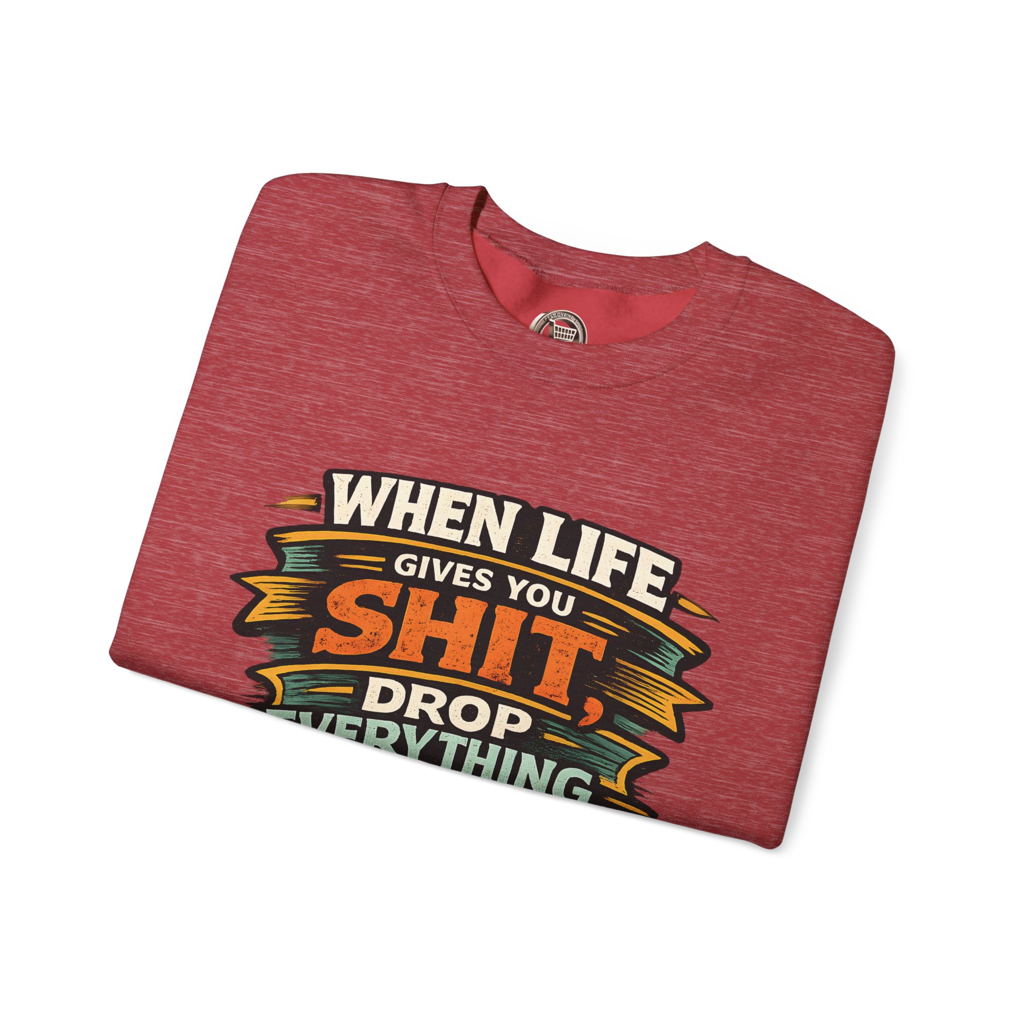 Unisex Heavy Blend™ Crewneck Sweatshirt — "When Live Gives You Shit" Design F**K-Line
