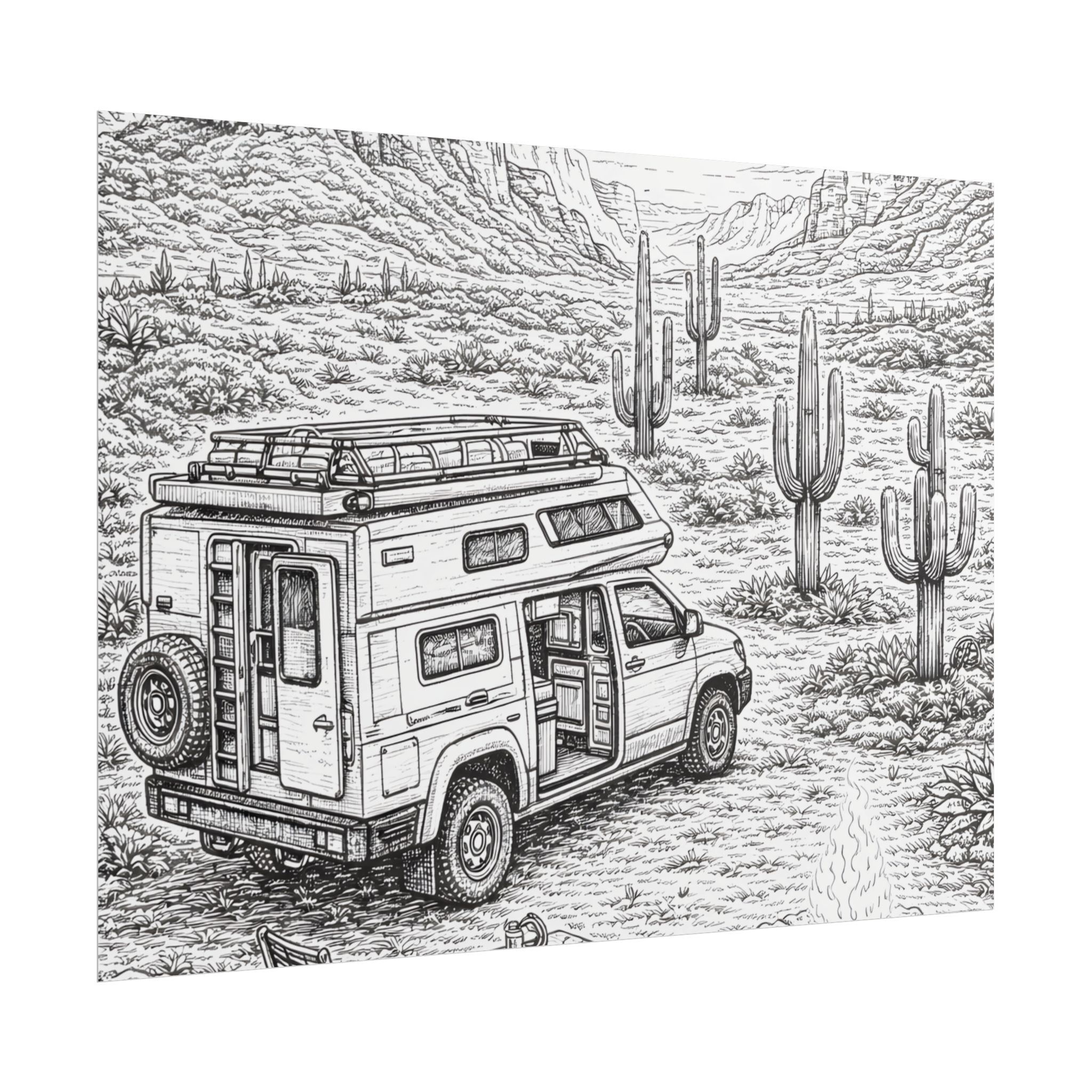 Campervan Poster — Vintage RV Camping Landscape Wall Art