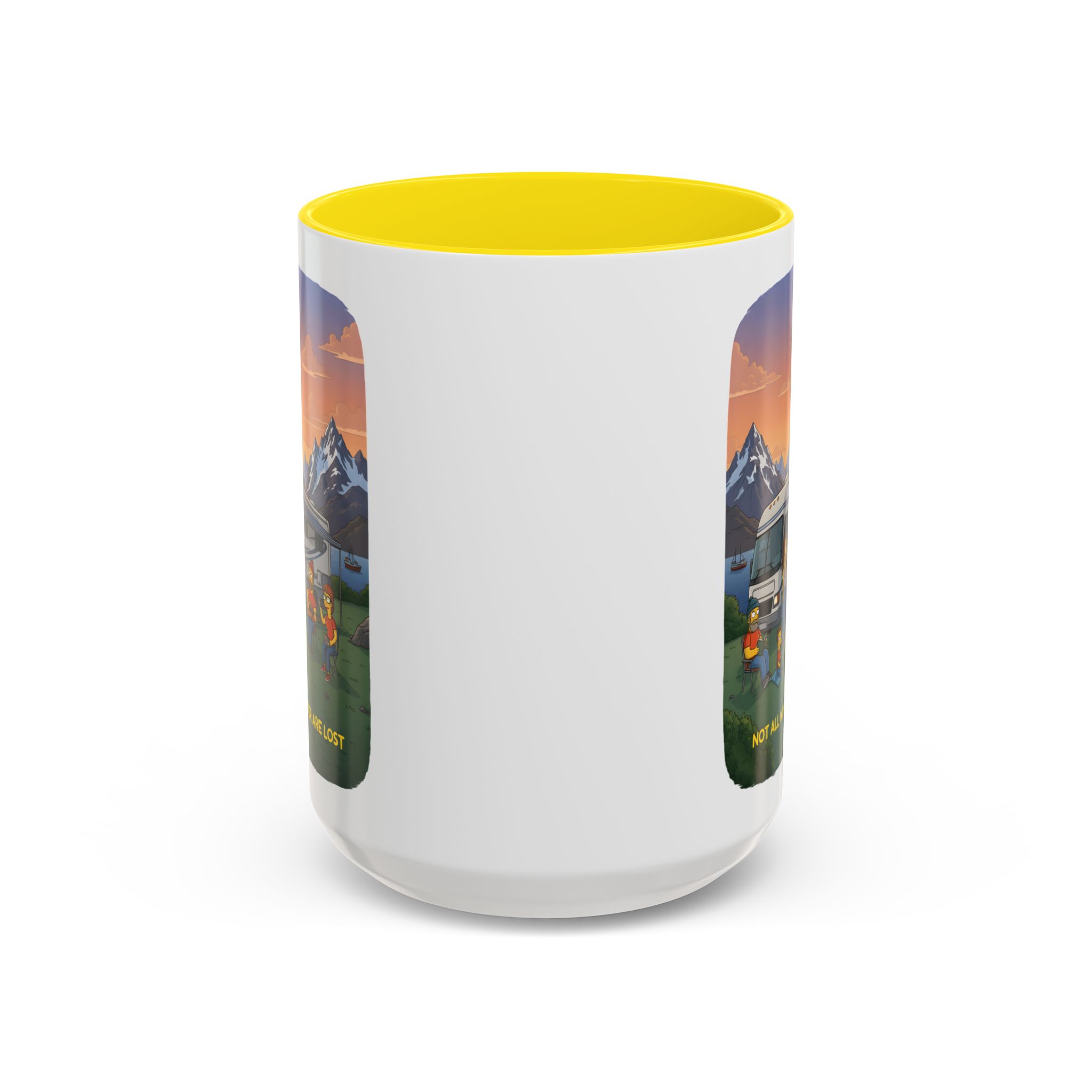 Accent Coffee Mug (11, 15oz) — "Not All Who Wander Are Lost" Design Sitcom-Line