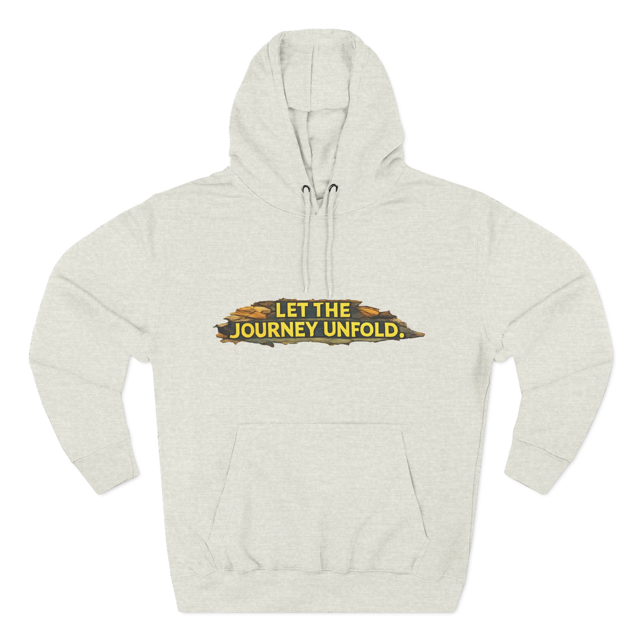 Three-Panel Fleece Hoodie - "Let The Journey Unfold" Design Cubic-Line