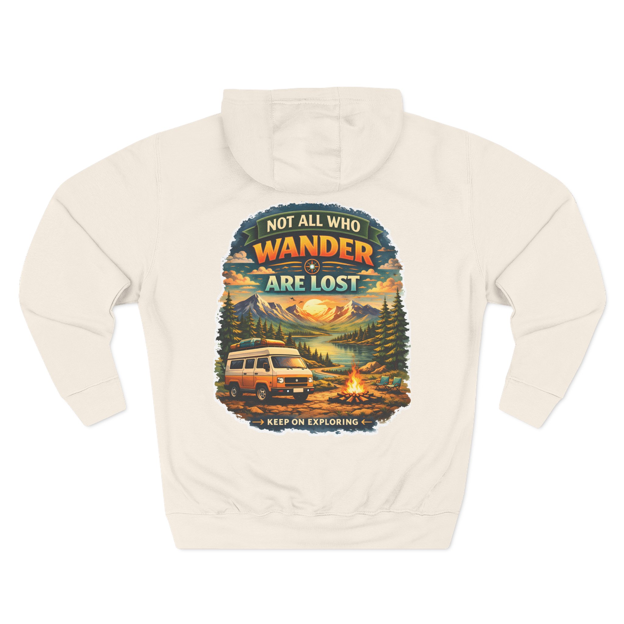 Three-Panel Fleece Hoodie - "Not All Who Wander Are Lost" Design Scenic-Line