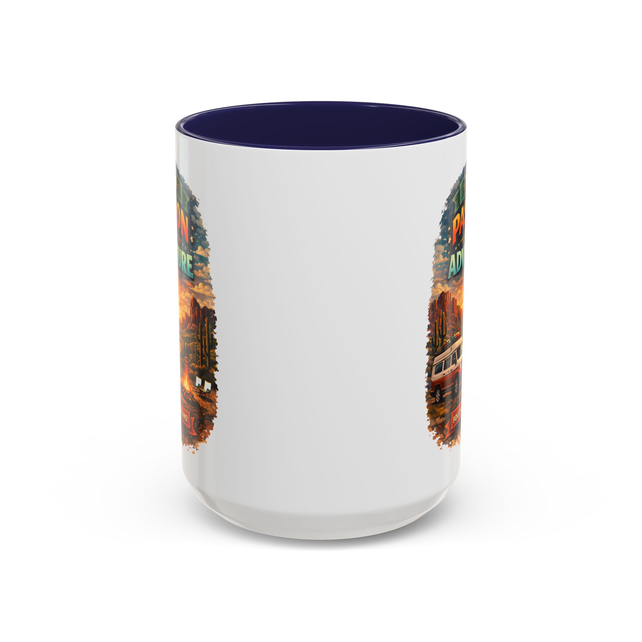 Accent Coffee Mug (11, 15oz) — "Turn Passion Into Adventure" Design Scenic-Line