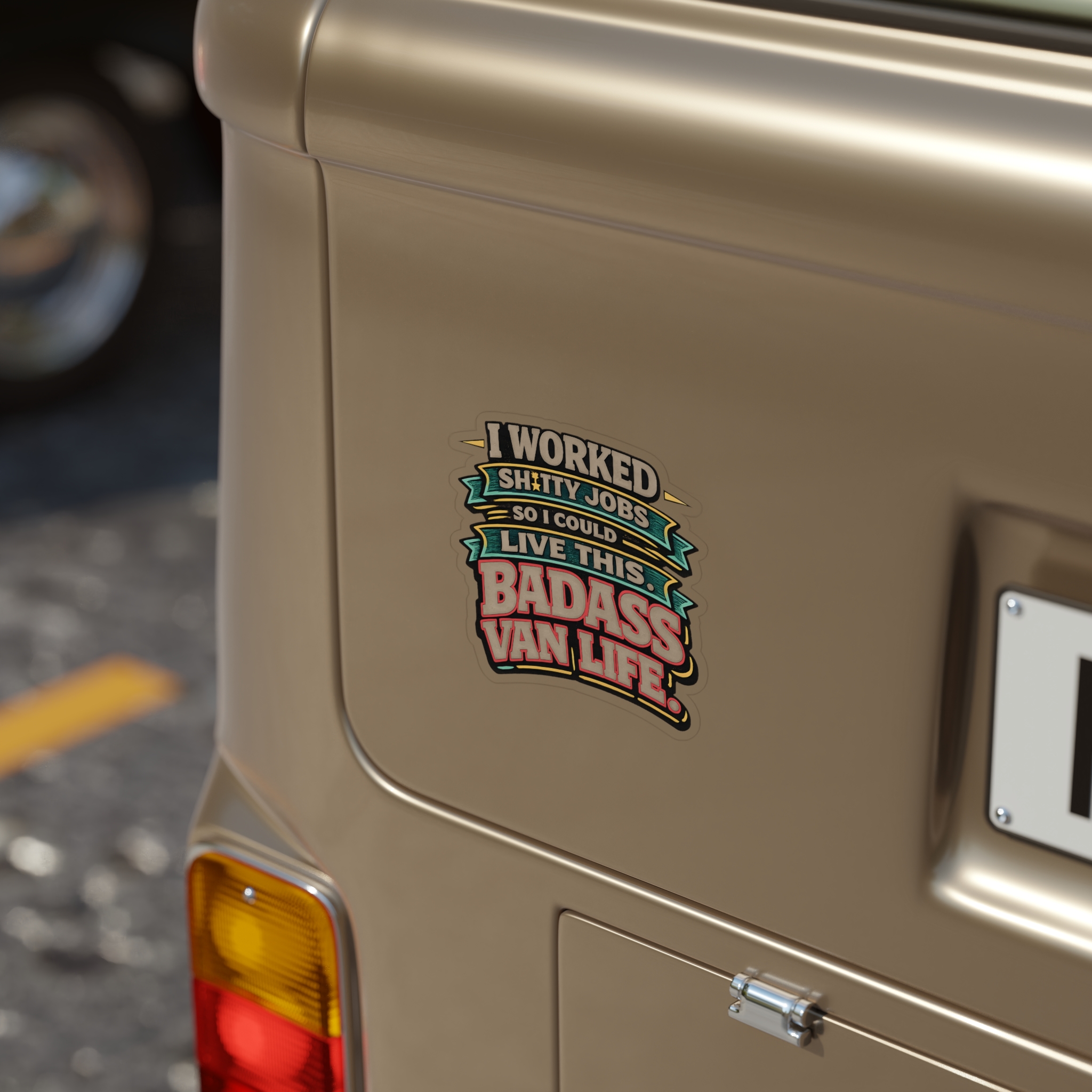 Transparent Outdoor Stickers – "I Worked Shitty Jobs" Design F**K-Line