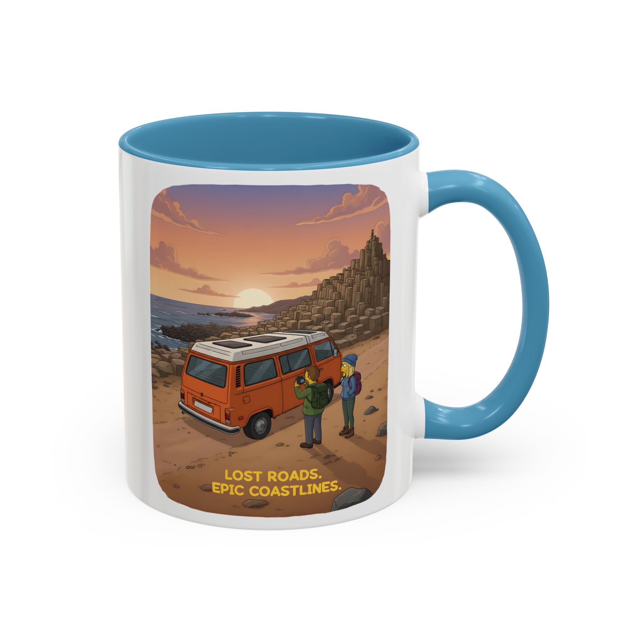 Accent Coffee Mug (11, 15oz) — "Lost Roads Epic Coastlines" Design Sitcom-Line