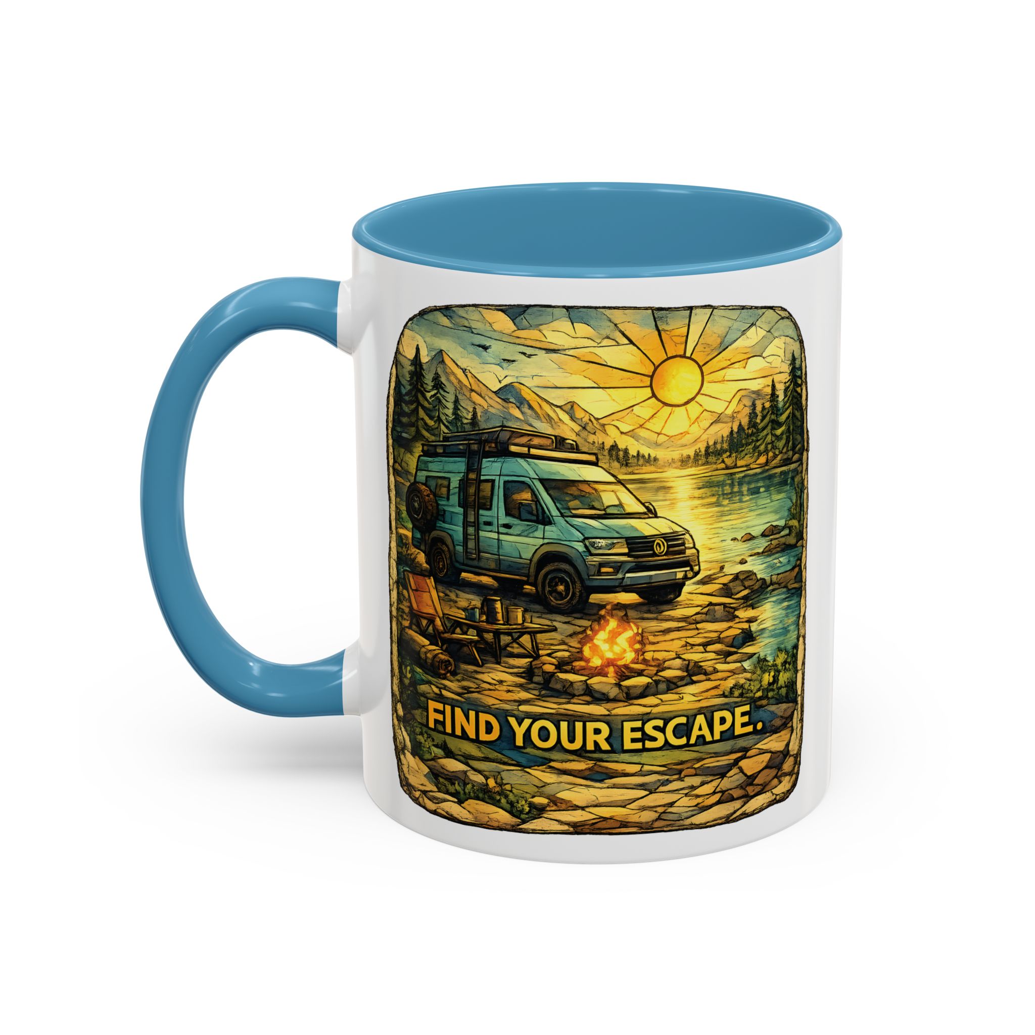 13635888764610341806_2048.jpeg Accent Coffee Mug (11, 15oz) — "Find Your Escape" Design Cubic-Line