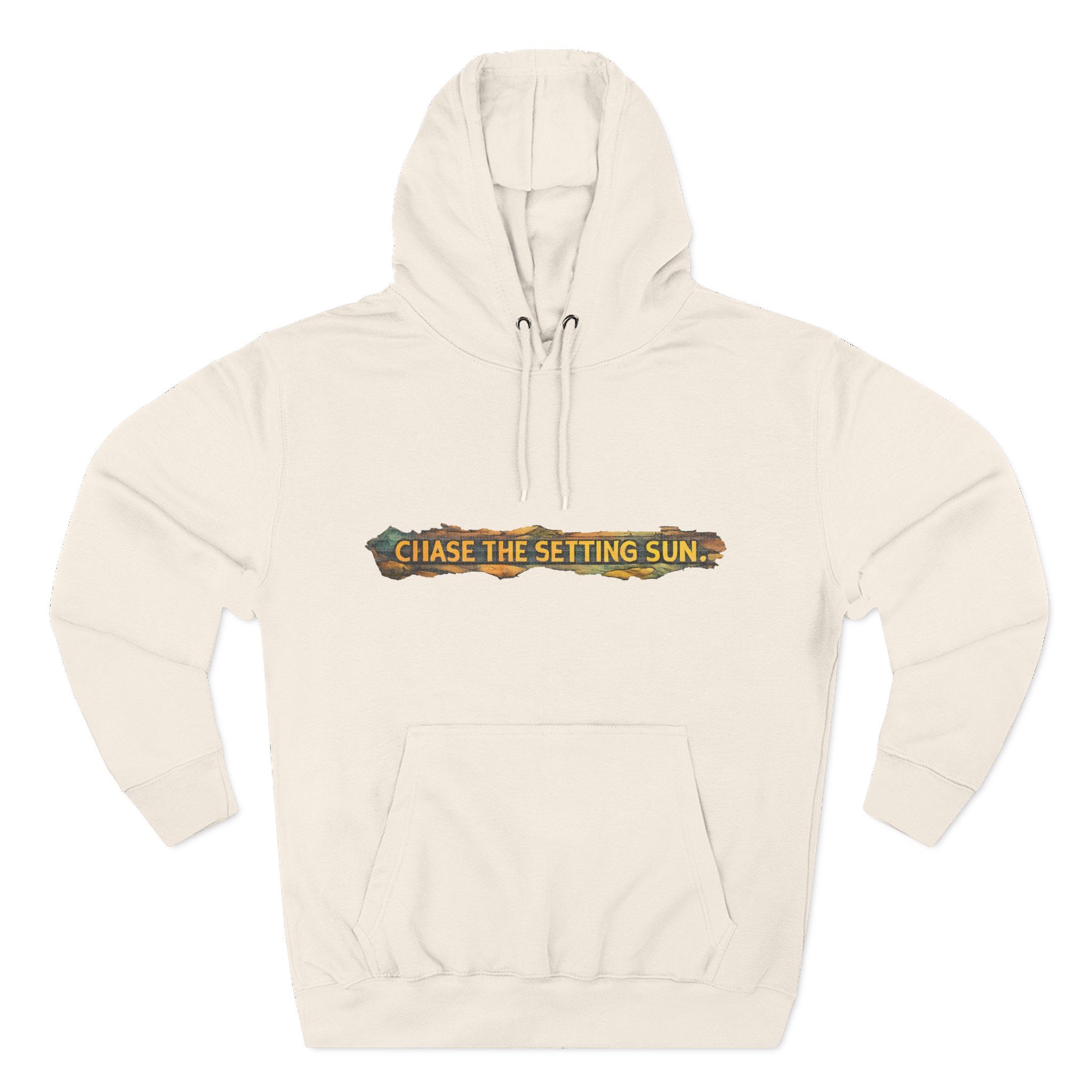 Three-Panel Fleece Hoodie - "Chase The Settings Sun" Design Cubic-Line