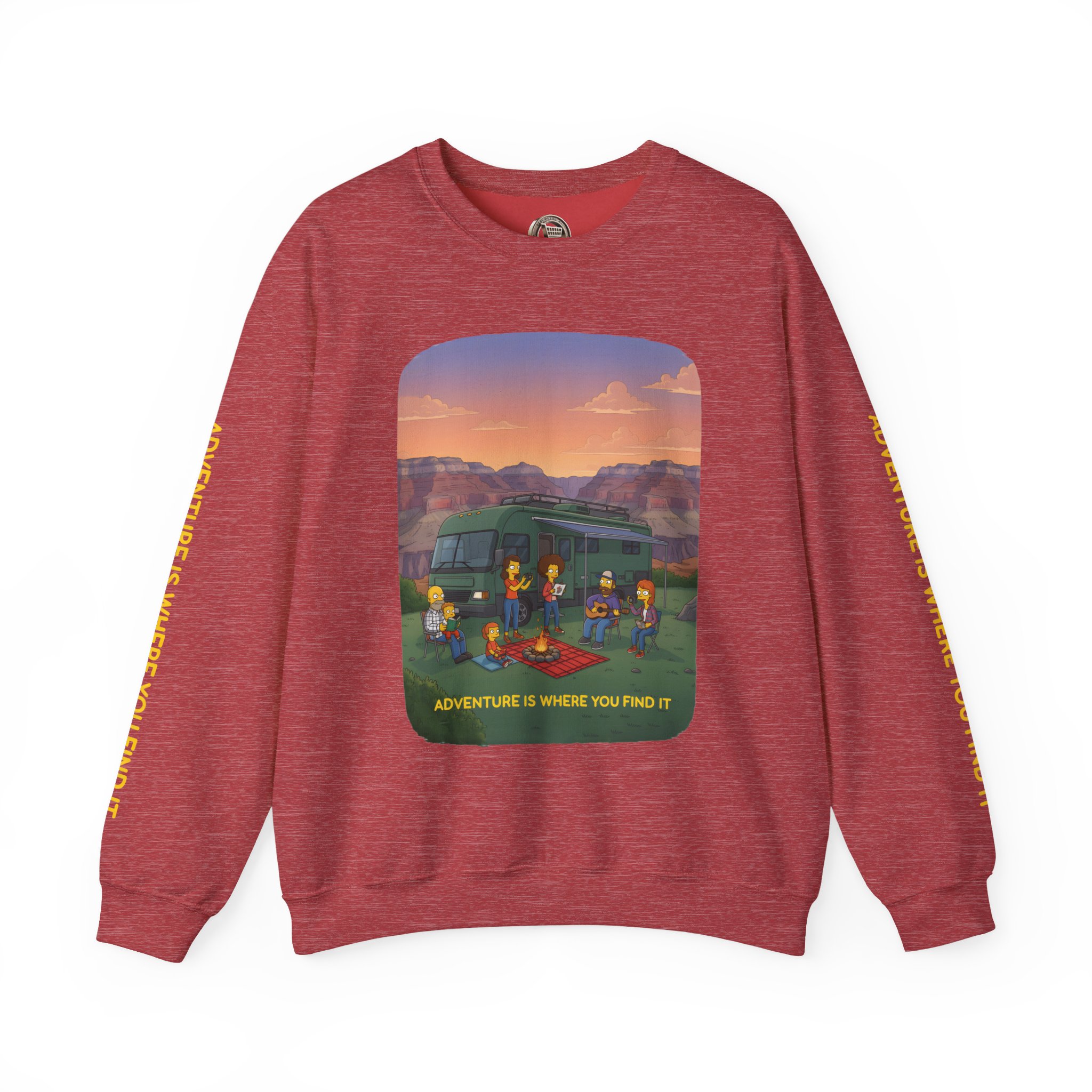 Unisex Heavy Blend™ Crewneck Sweatshirt — "Adventure Is Where You Find It" Design Sitcom-Line