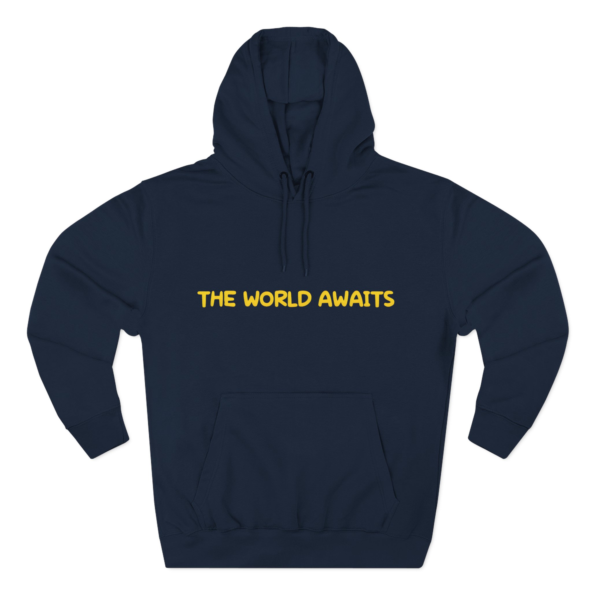 Three-Panel Fleece Hoodie - "The World Awaits" Design Sitcom-Line
