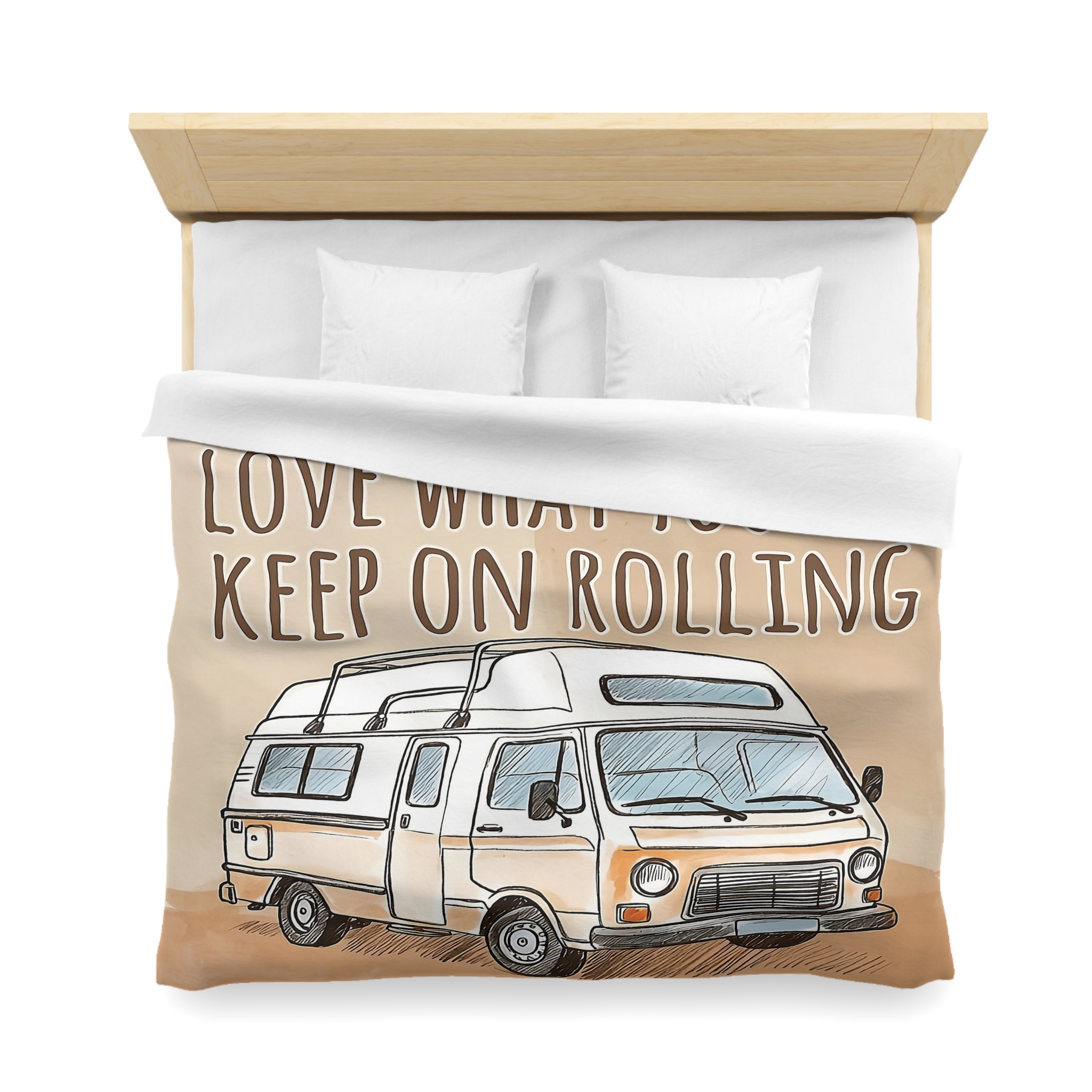 1364287585790743697_2048.jpeg Duvet Cover - 'Do What You Love, Keep On Rolling' Campervan Bedding