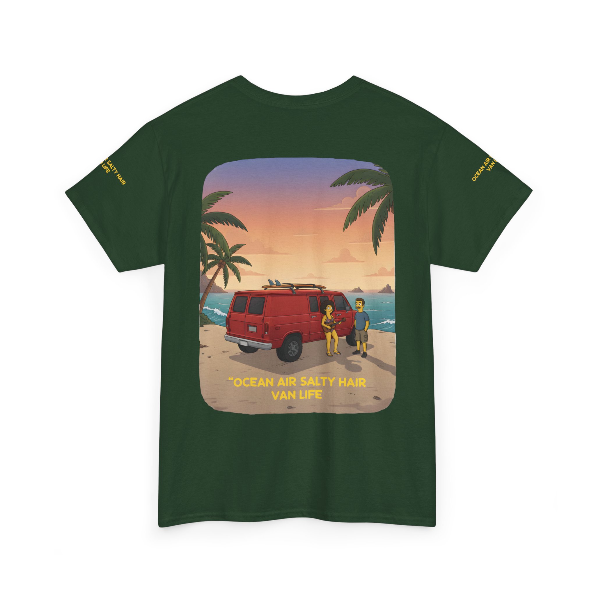 Unisex Heavy Cotton Tee — "Ocean Air Salty Hair Van Life" Design Sitcom-Line