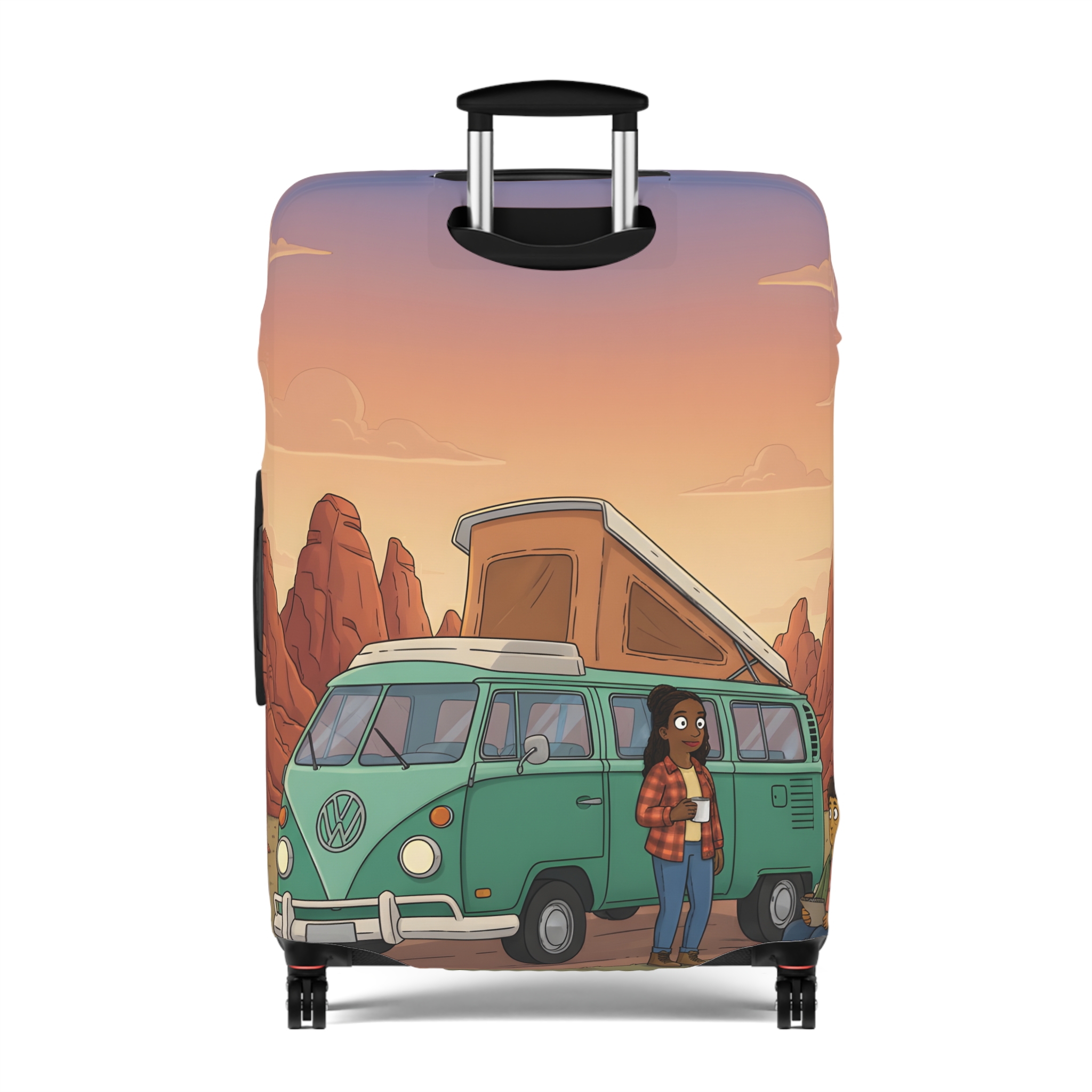 Luggage Cover — Adventure Camper Sketch Travel Suitcase(Design Sitcom-Line)