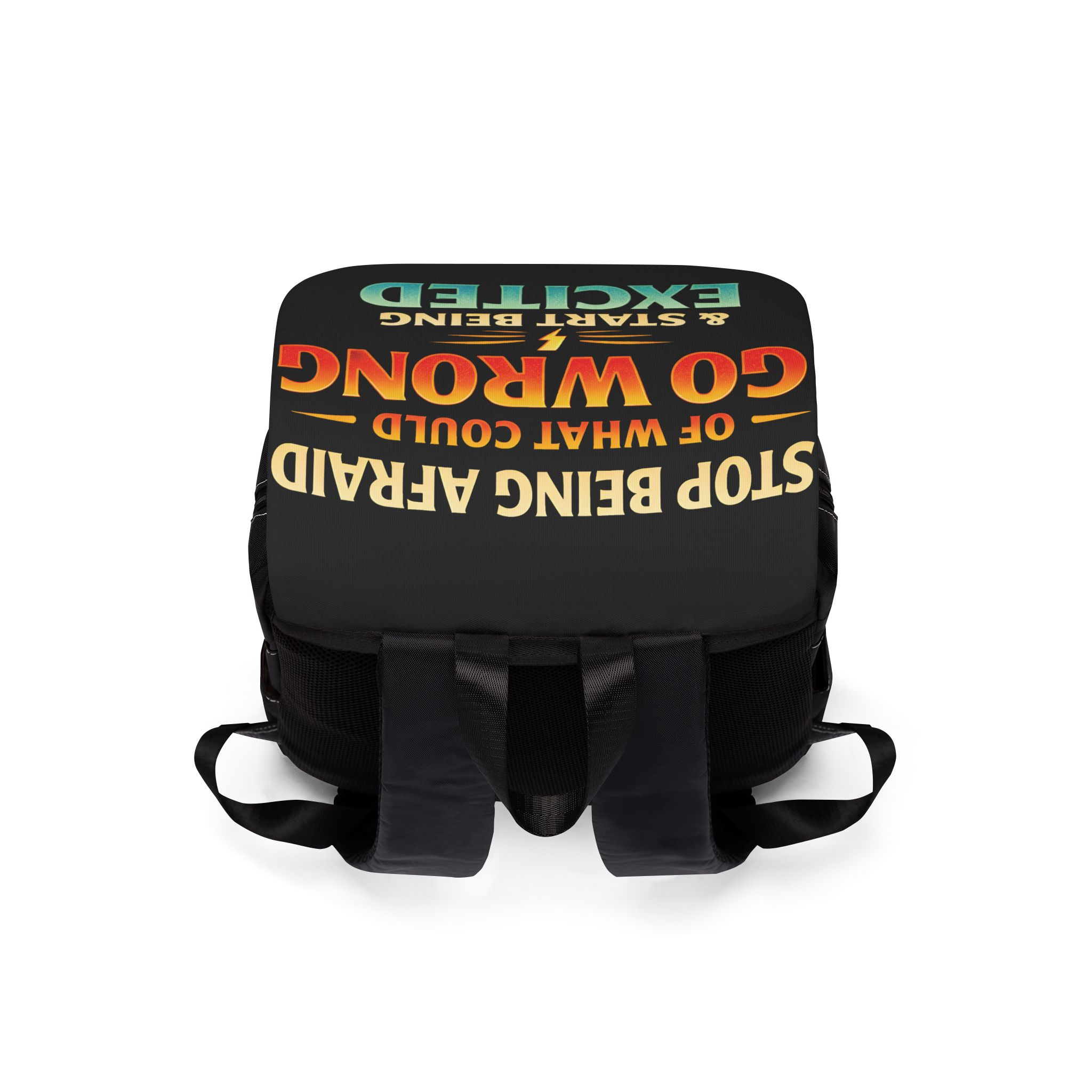 Unisex Casual Shoulder Backpack—"Stop Being Afraid Of What Could Go Wrong" Design Scenic-Line(Campervan)