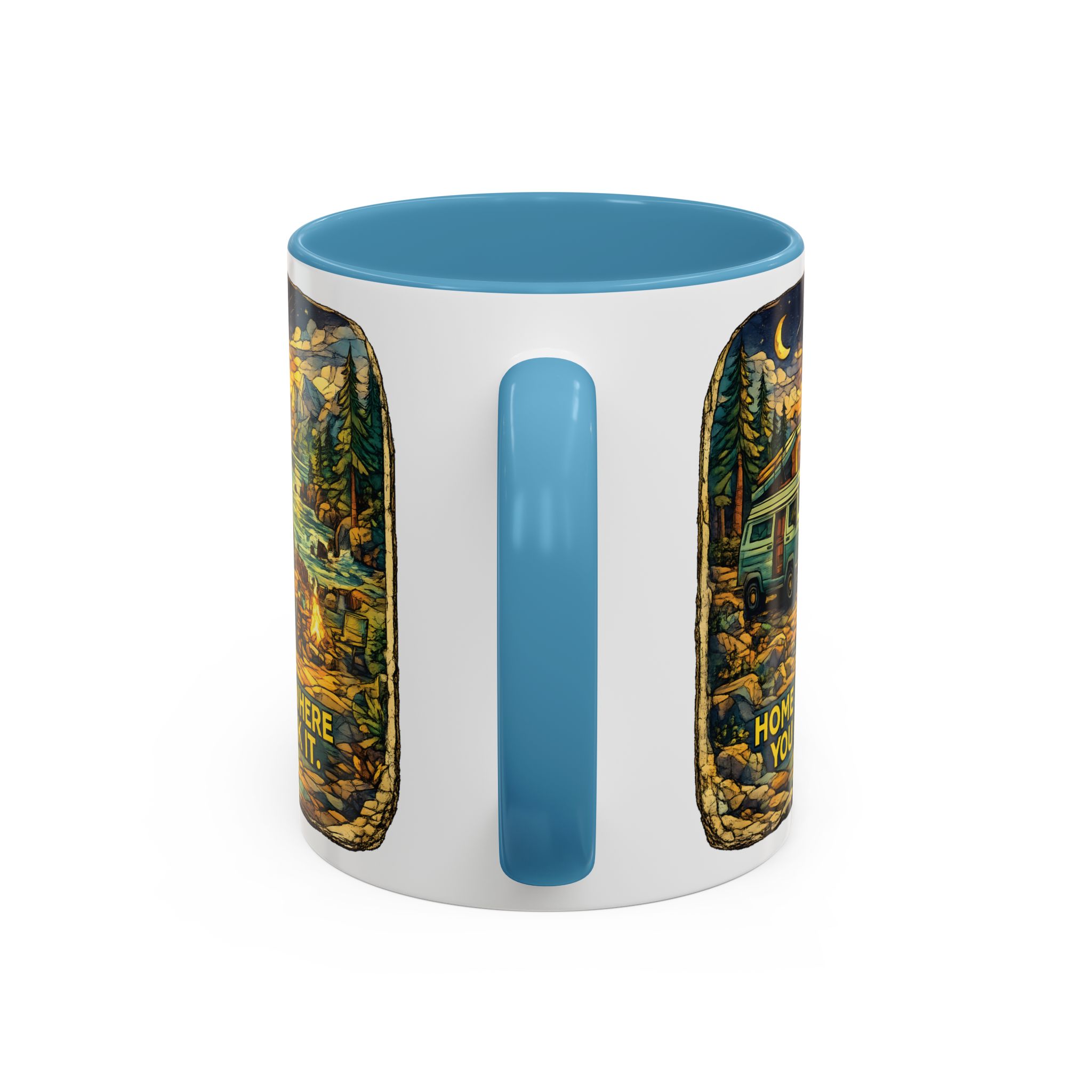 Accent Coffee Mug (11, 15oz) — "Home Is Where You Park It" Design Cubic-Line