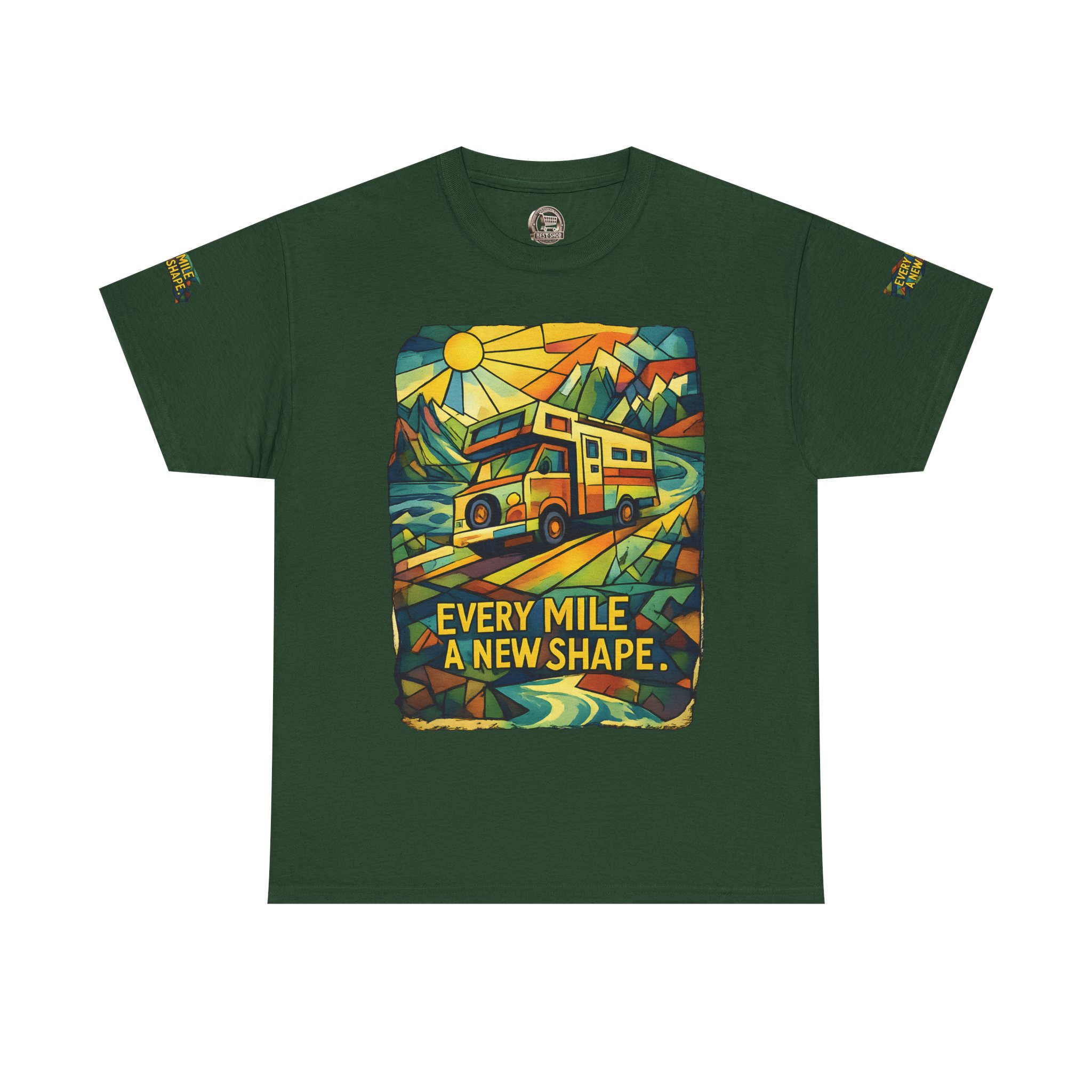 Unisex Heavy Cotton Tee — "Every Mile A New Shape" Design Cubic-Line