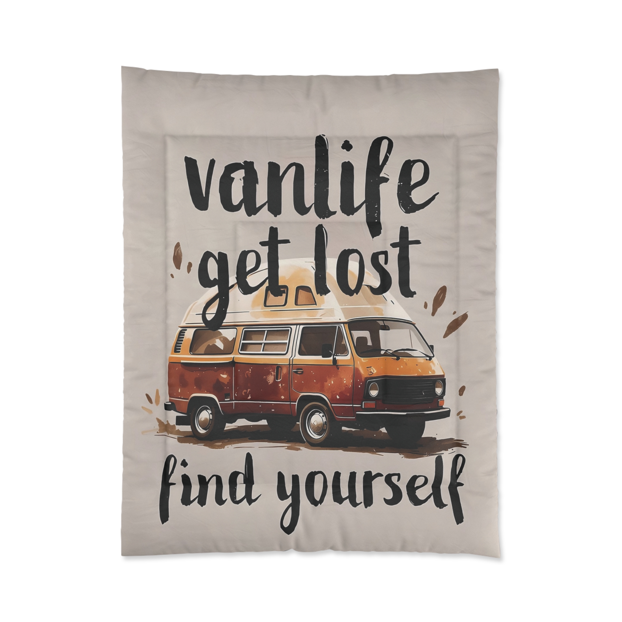 Comforter — Vanlife ‘Get Lost, Find Yourself’ Retro Camper Bedding