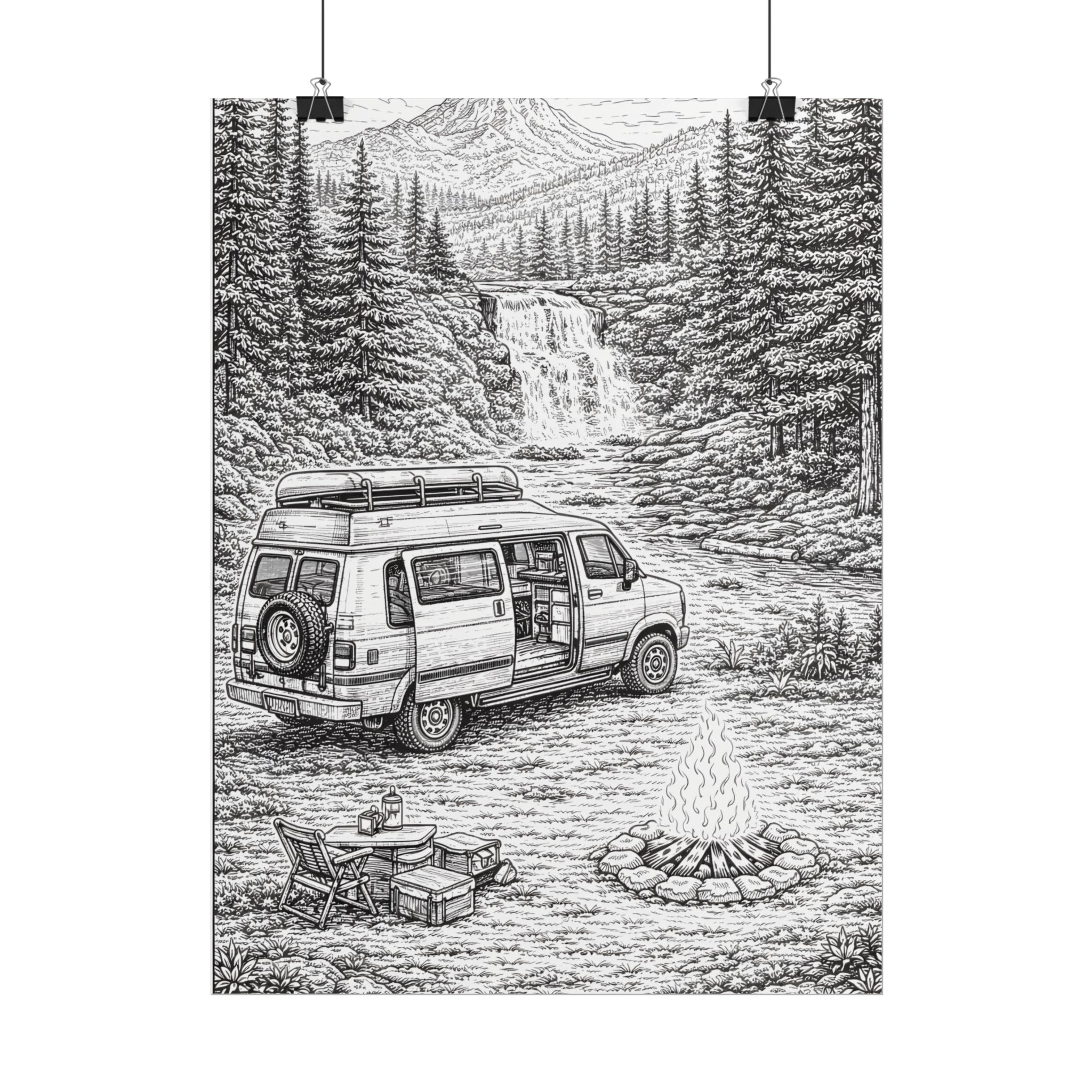Campervan Poster — Vintage RV Camping Landscape Wall Art