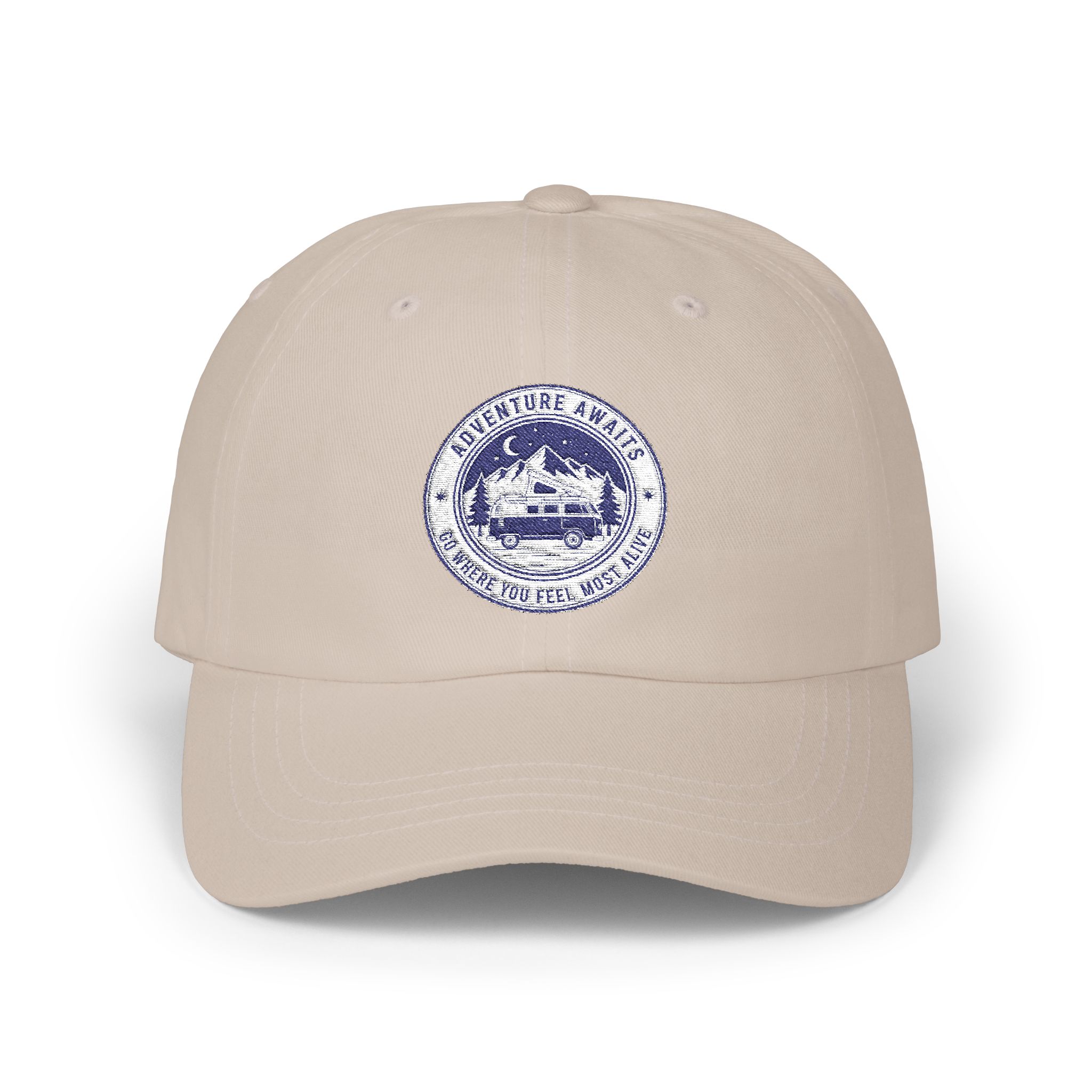 Dad Cap - "Adventure Awaits-Go Where You Feel Most Alive" Vintage National Park Stamp Hat