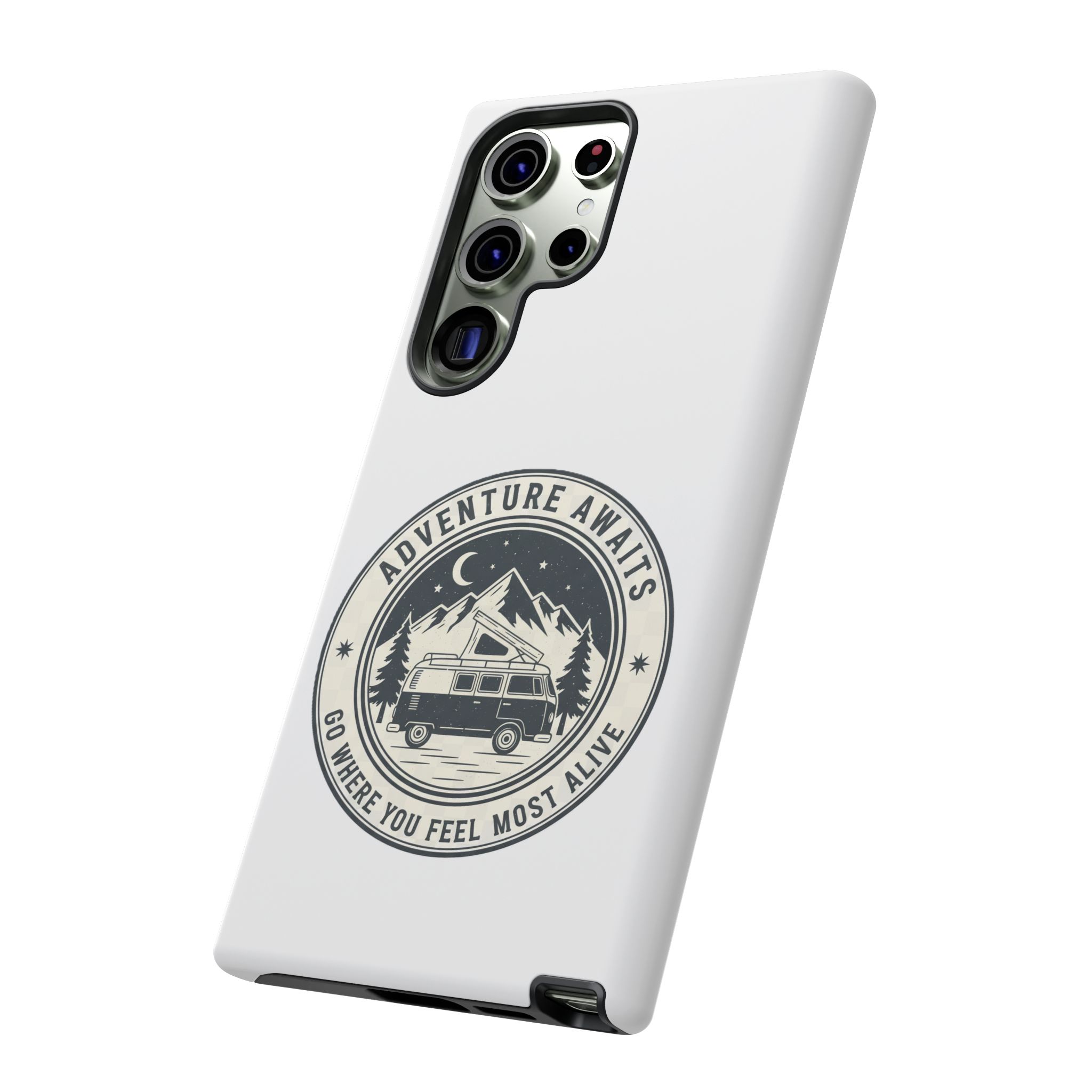 Phone Case — "Adventure Awaits-Go Where You Feel Most Alive" Camper Van Design