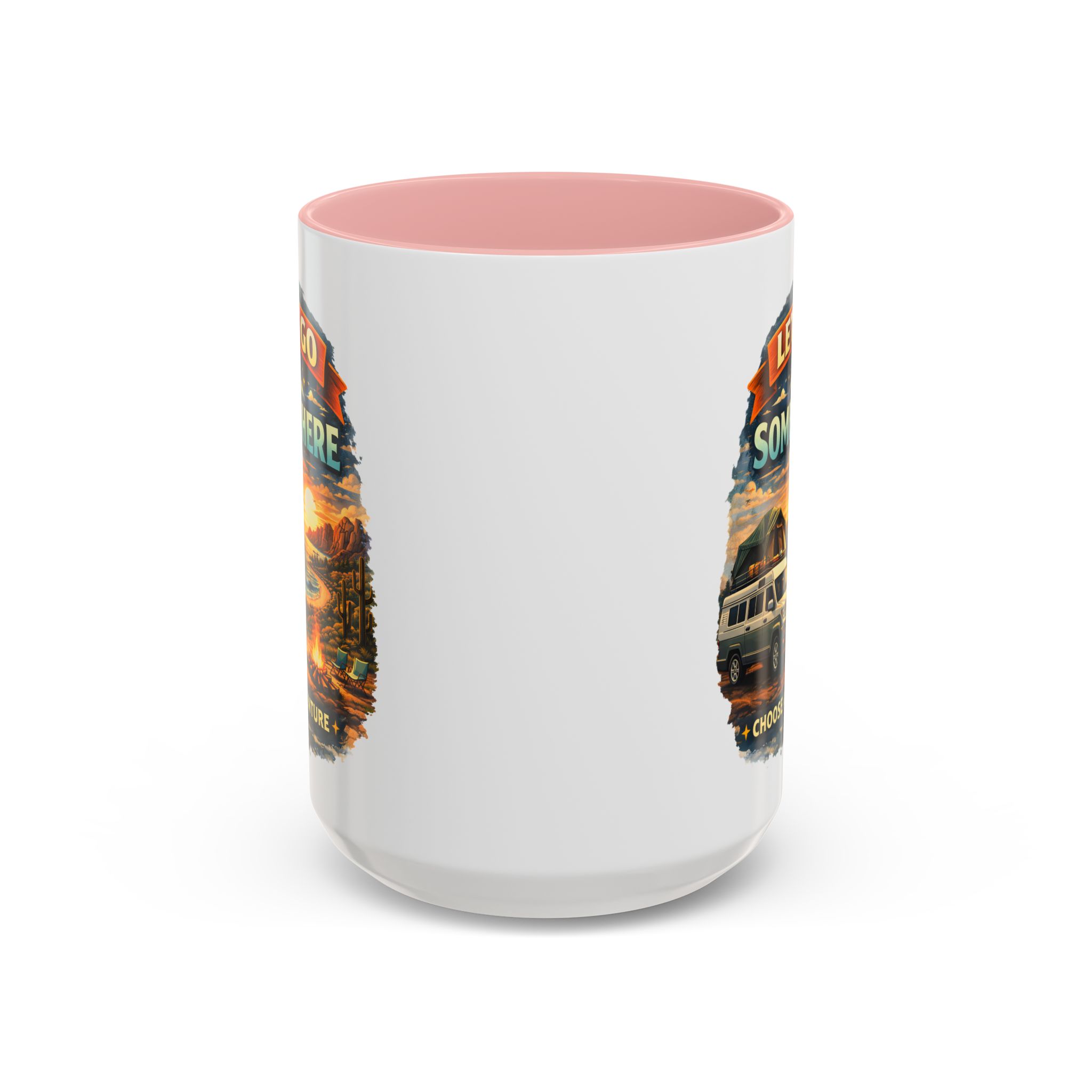 Accent Coffee Mug (11, 15oz) — "Lets Go Somewhere" Design Scenic-Line