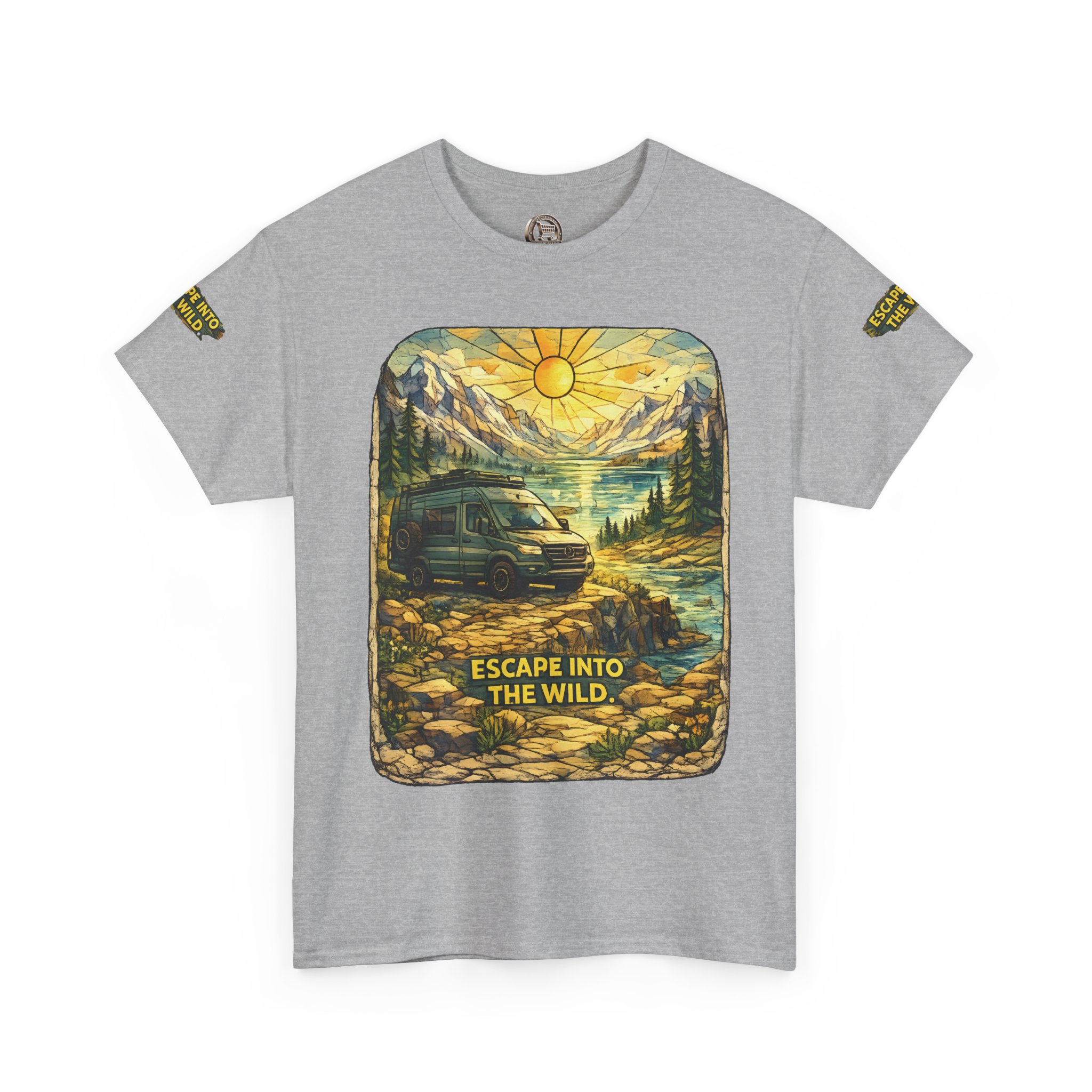 Unisex Heavy Cotton Tee — "Escape Into The Wild" Design Cubic-Line