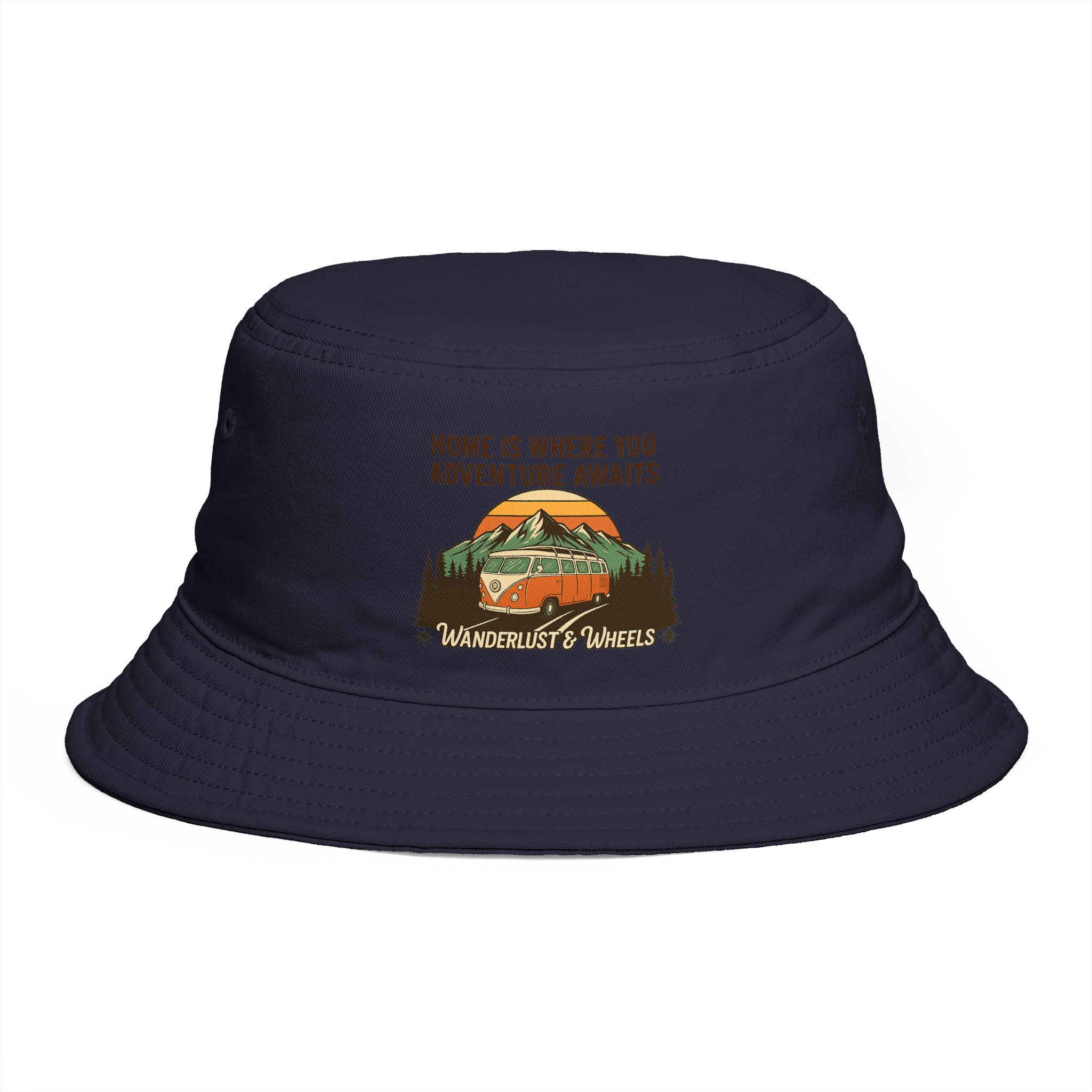 Bucket Hat — Wanderlust Camper Design (“Home is Where You Adventure Awaits”)