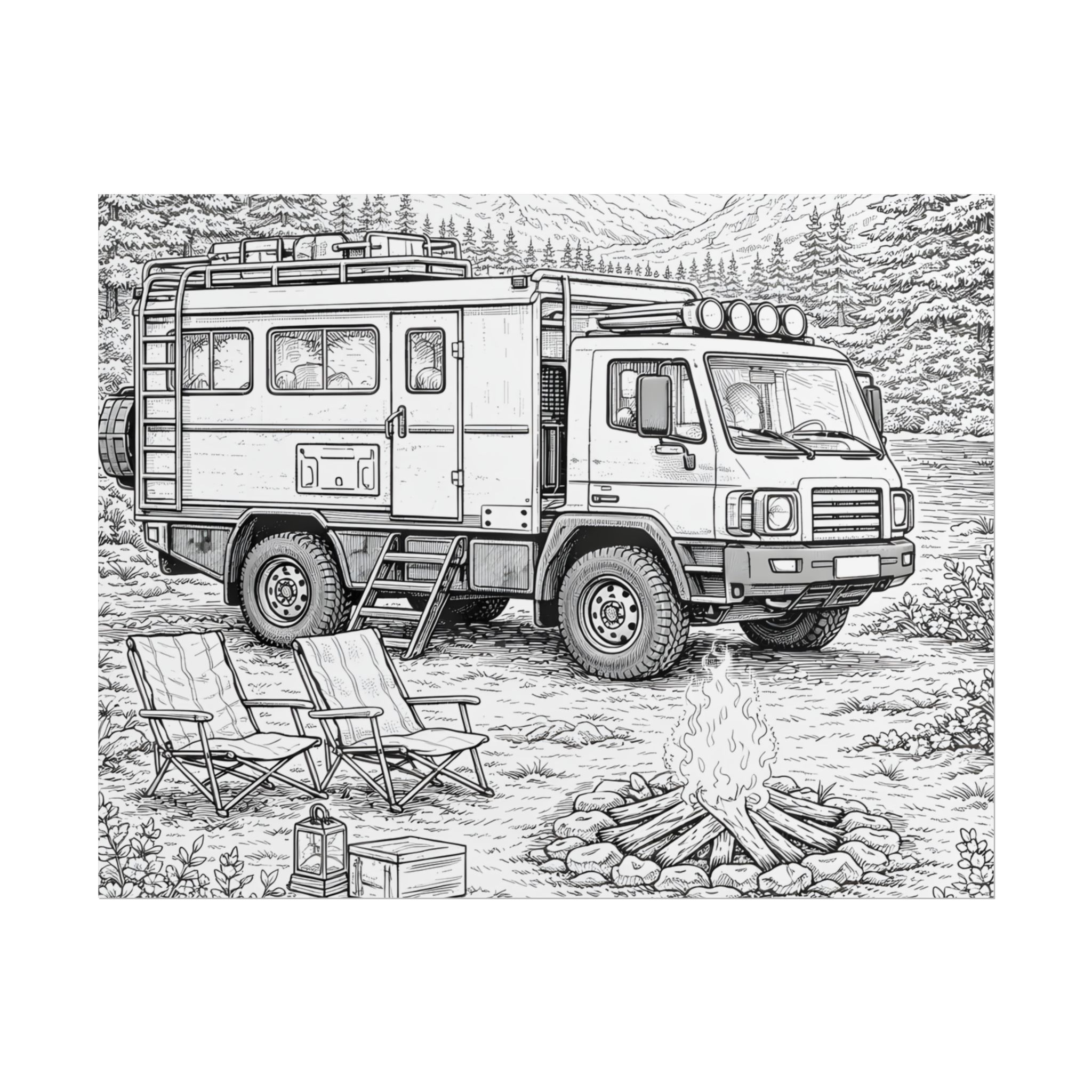 Campervan Poster — Vintage RV Camping Landscape Wall Art