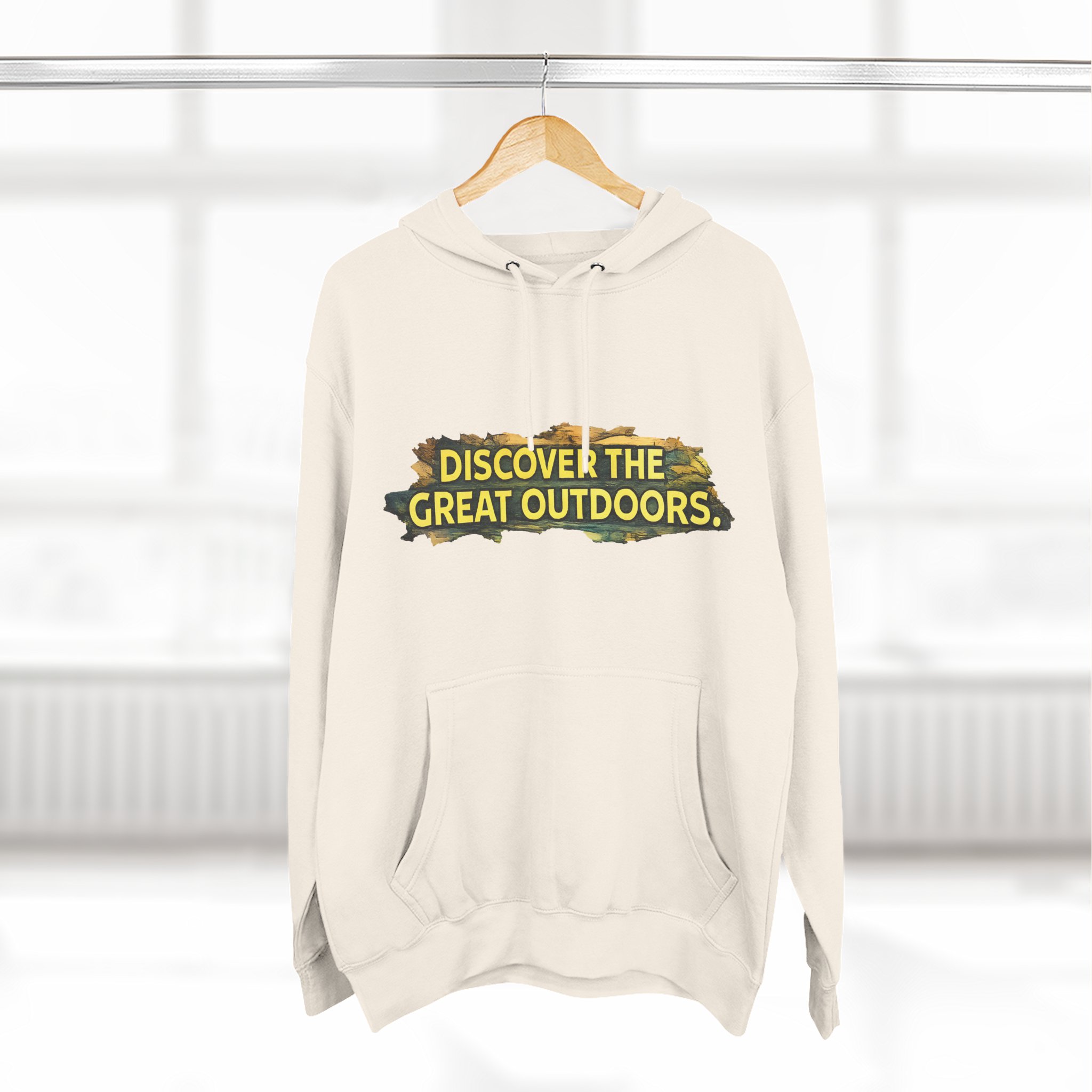 Three-Panel Fleece Hoodie - "Discover The Great Outdoors" Design Cubic-Line