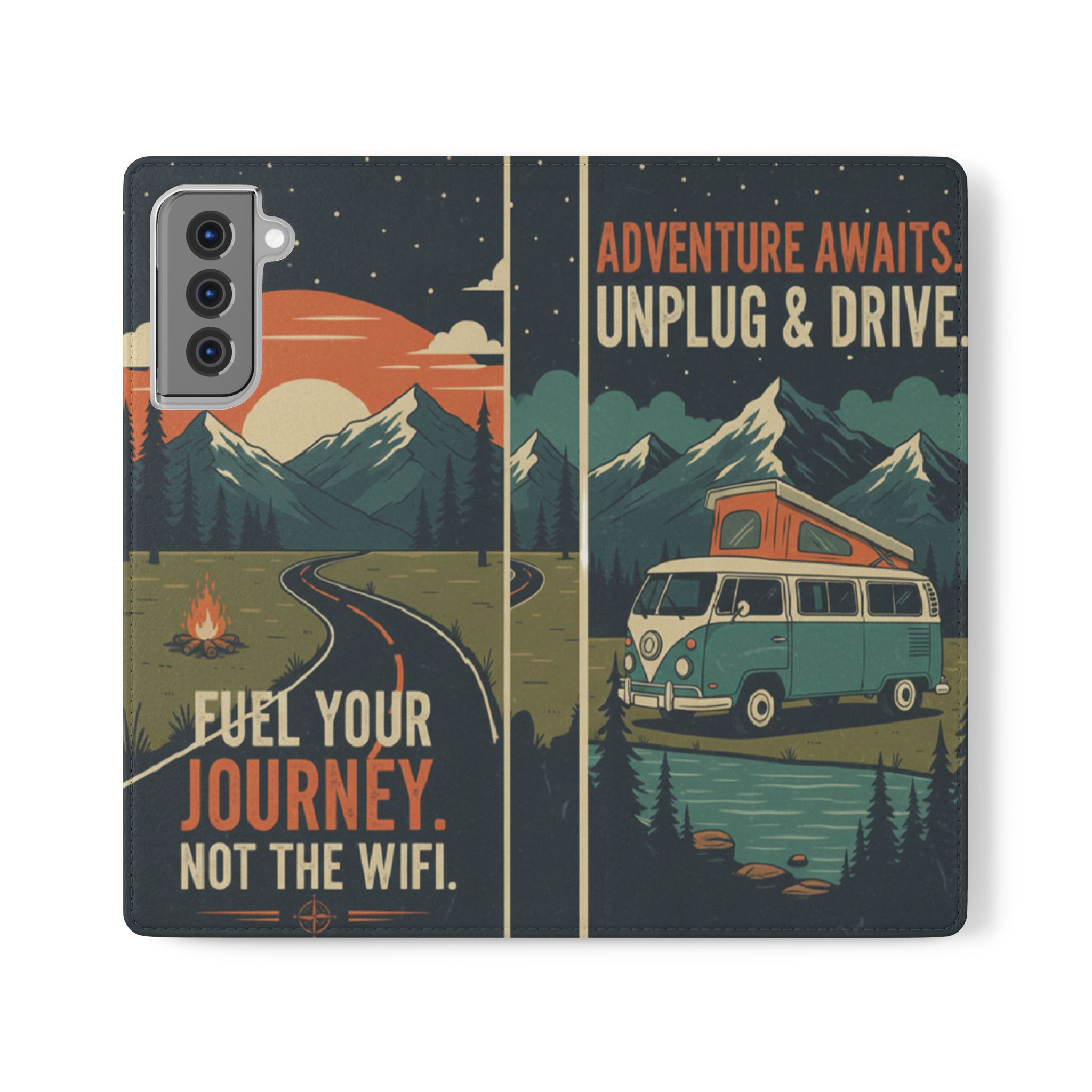 Flip Phone Case — "Fuel Your Journey, Not the Wifi" Wallet Cover
