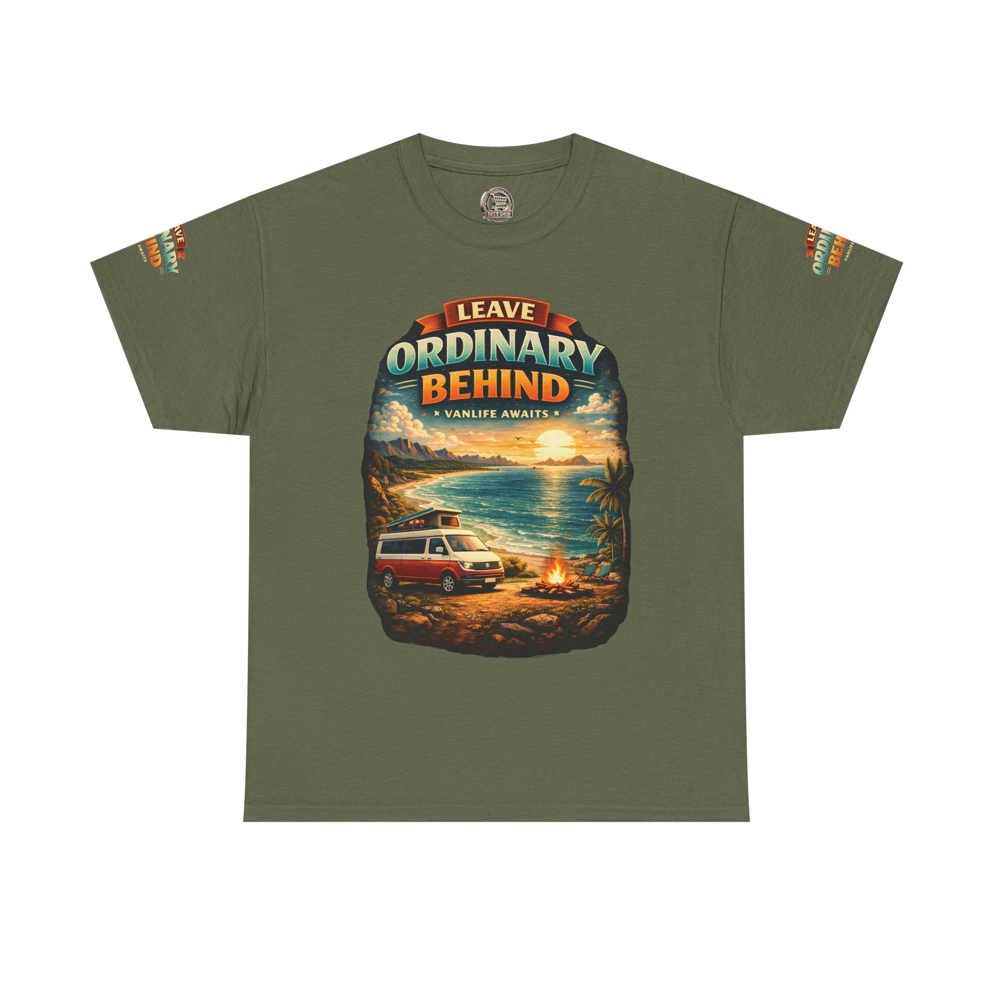 Unisex Heavy Cotton Tee — "Leave Ordinary Behind" Design Scenic-Line