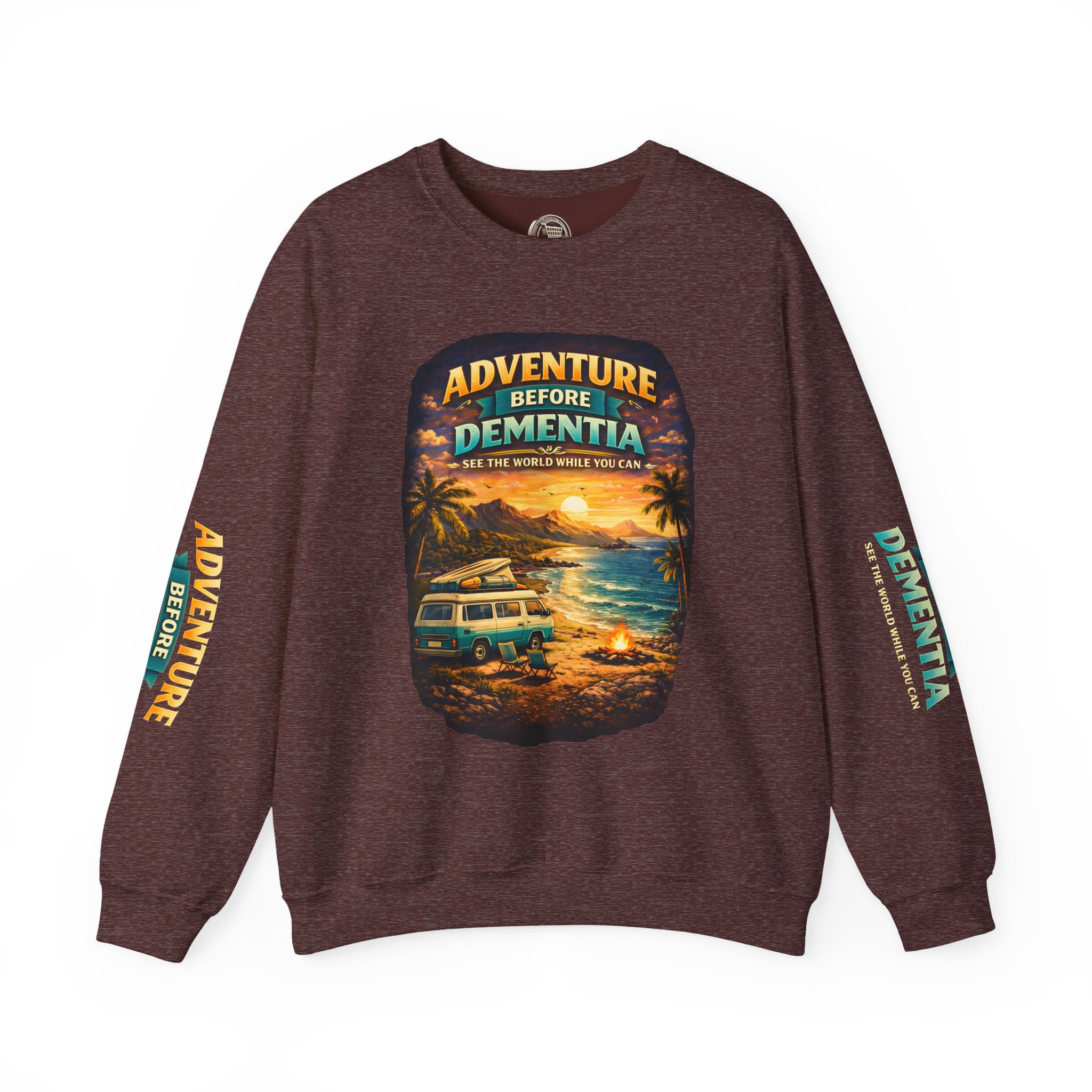 Unisex Heavy Blend™ Crewneck Sweatshirt — "Adventure Before Dementia" Design Scenic-Line