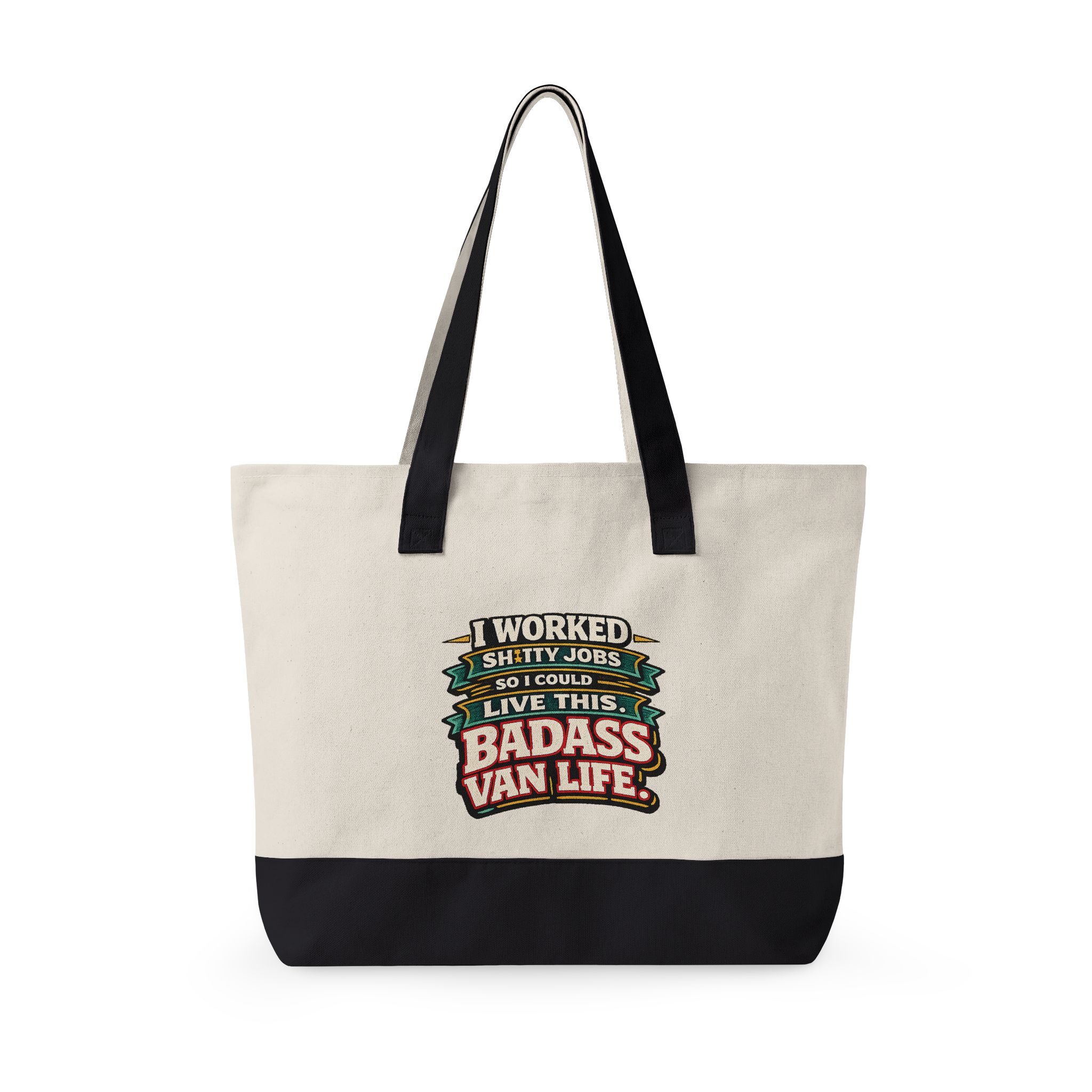 Zippered Canvas Tote — "I worked Shitty Jobs" (Design F**K-Line)