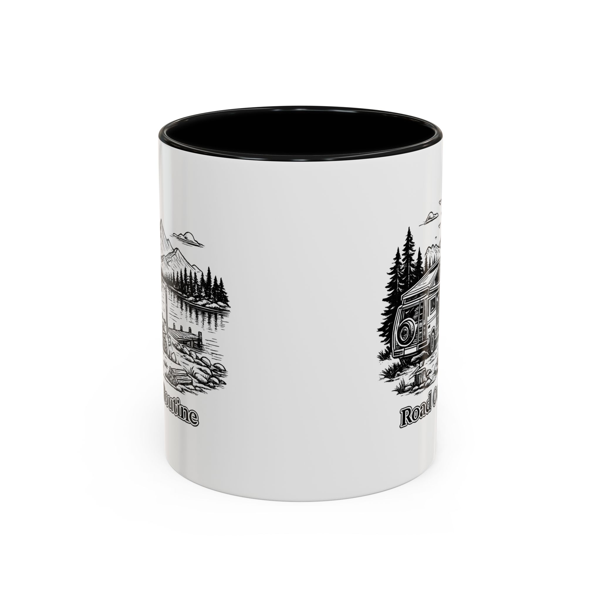 Accent Coffee Mug (11, 15oz) — "Road Over Routine" Design Minimal-Line