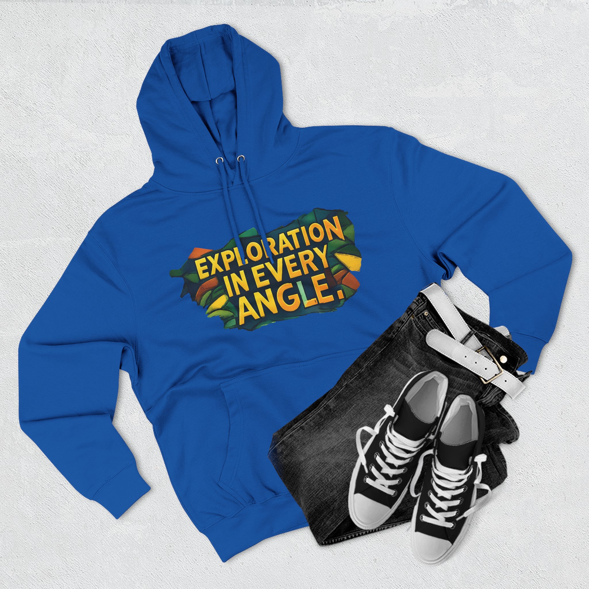 Three-Panel Fleece Hoodie - "Exploration In Every Angle" Design Cubic-Line