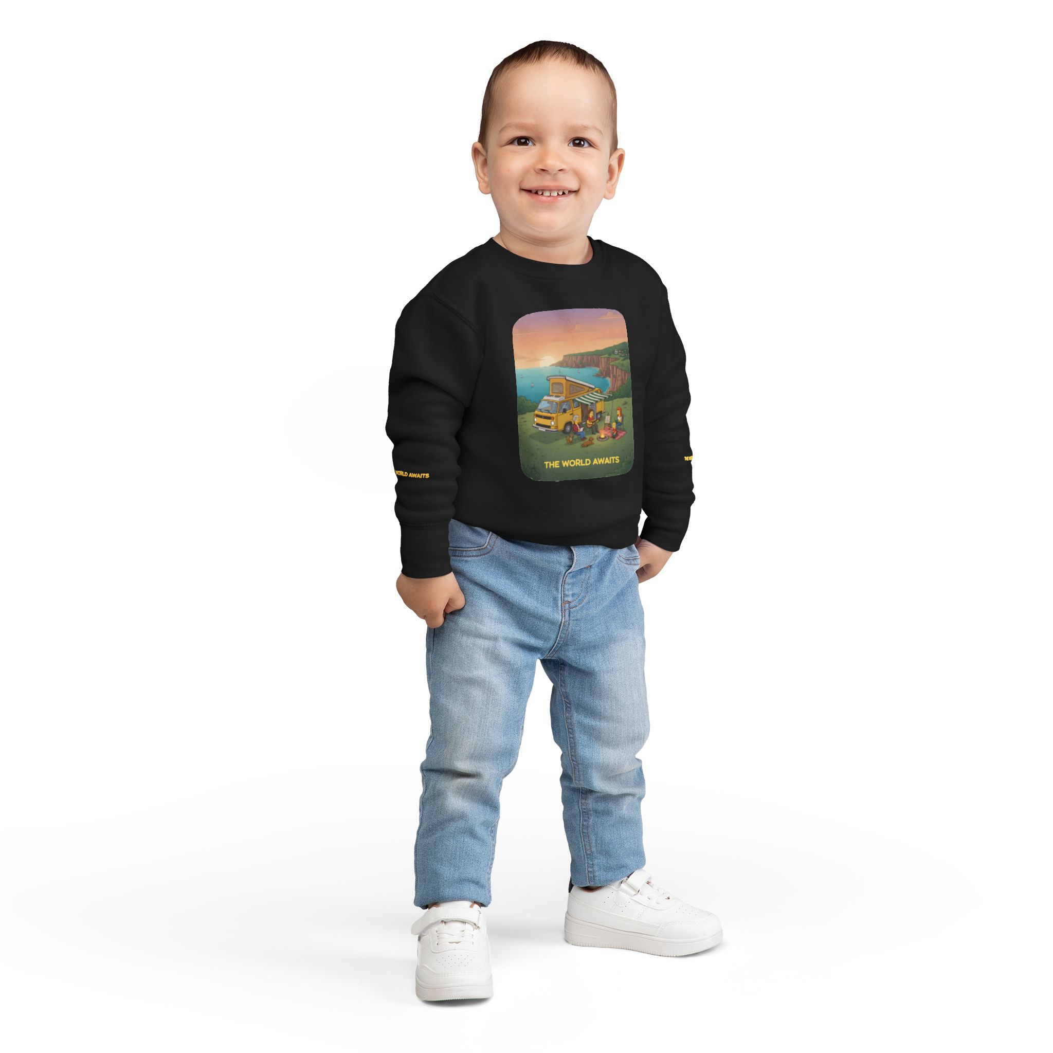 Toddler Sweatshirt - "The World Awaits" (Design Sitcom-Line)