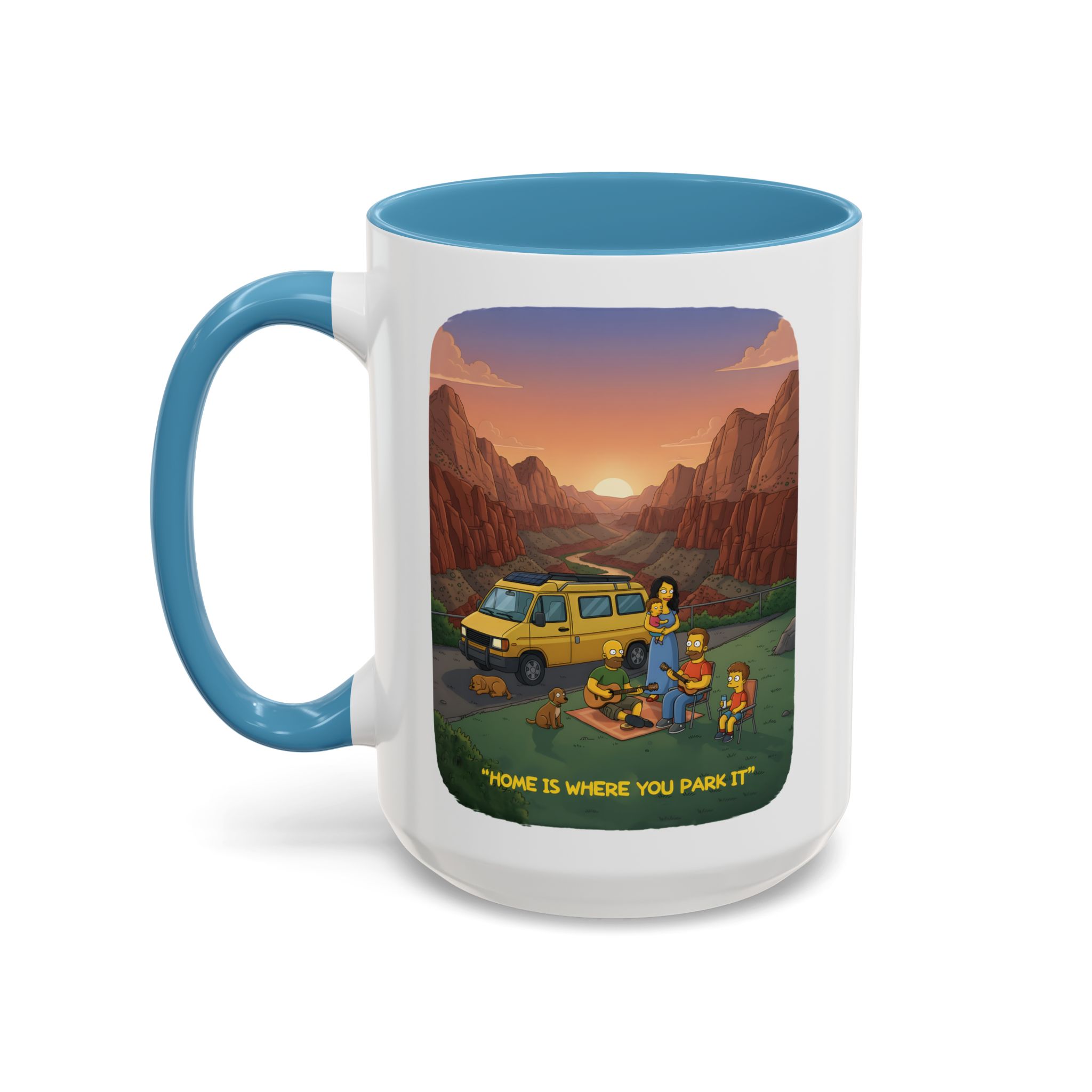 Accent Coffee Mug (11, 15oz) — "Home Is Where You Park It" Design Sitcom-Line