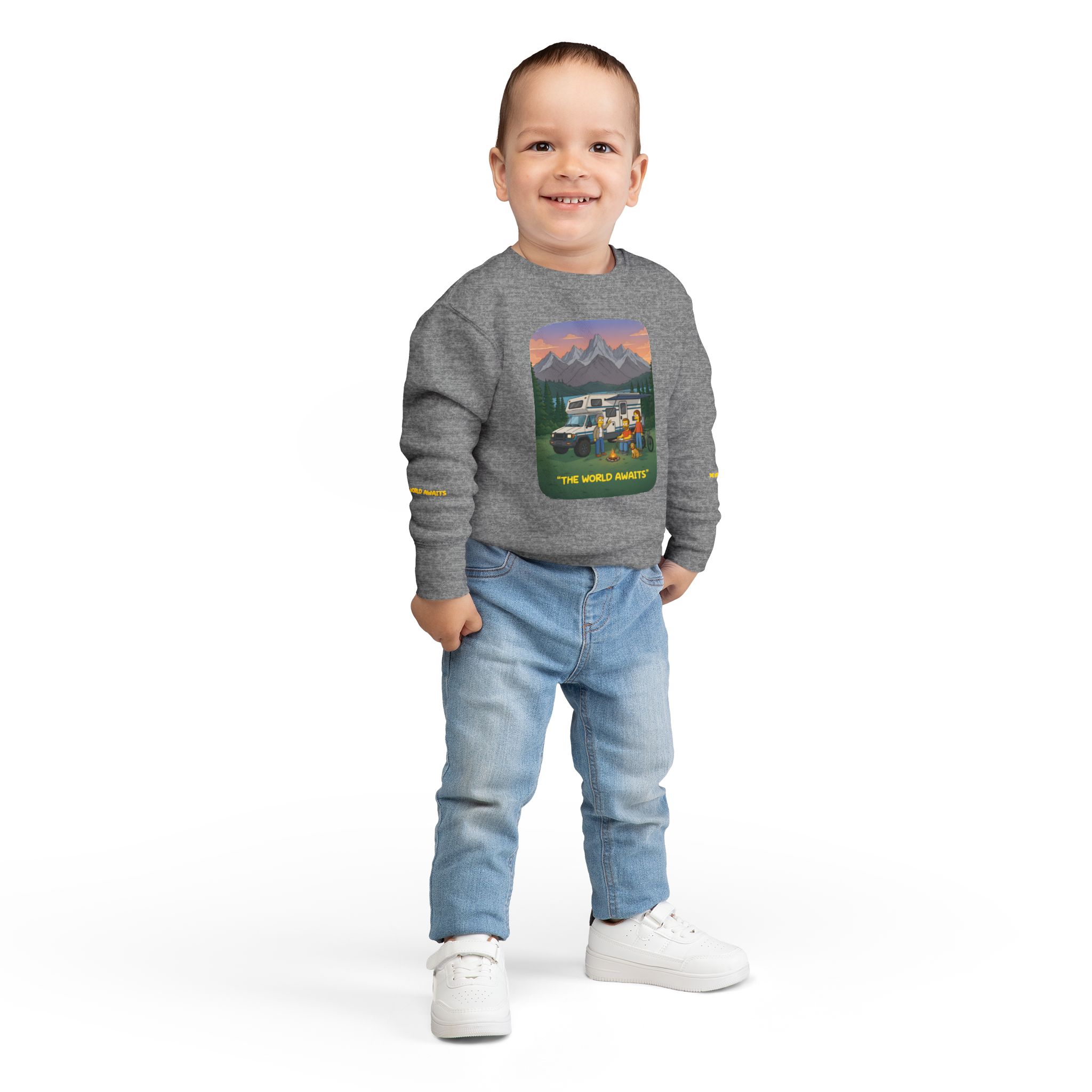 Toddler Sweatshirt - "The World Awaits" (Design Sitcom-Line)