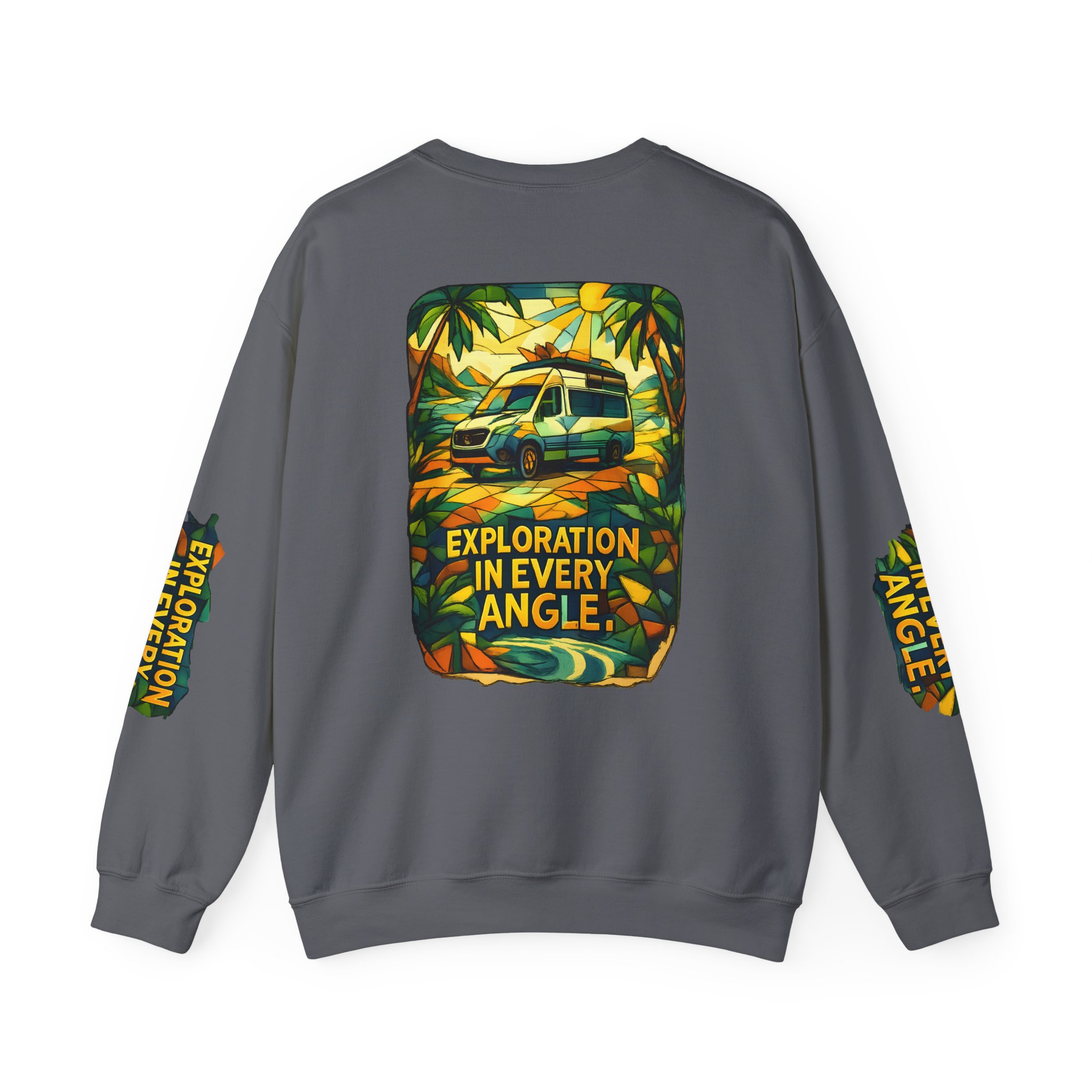 Unisex Heavy Blend™ Crewneck Sweatshirt — "Exploration In Every Angle" Design Cubic-Line