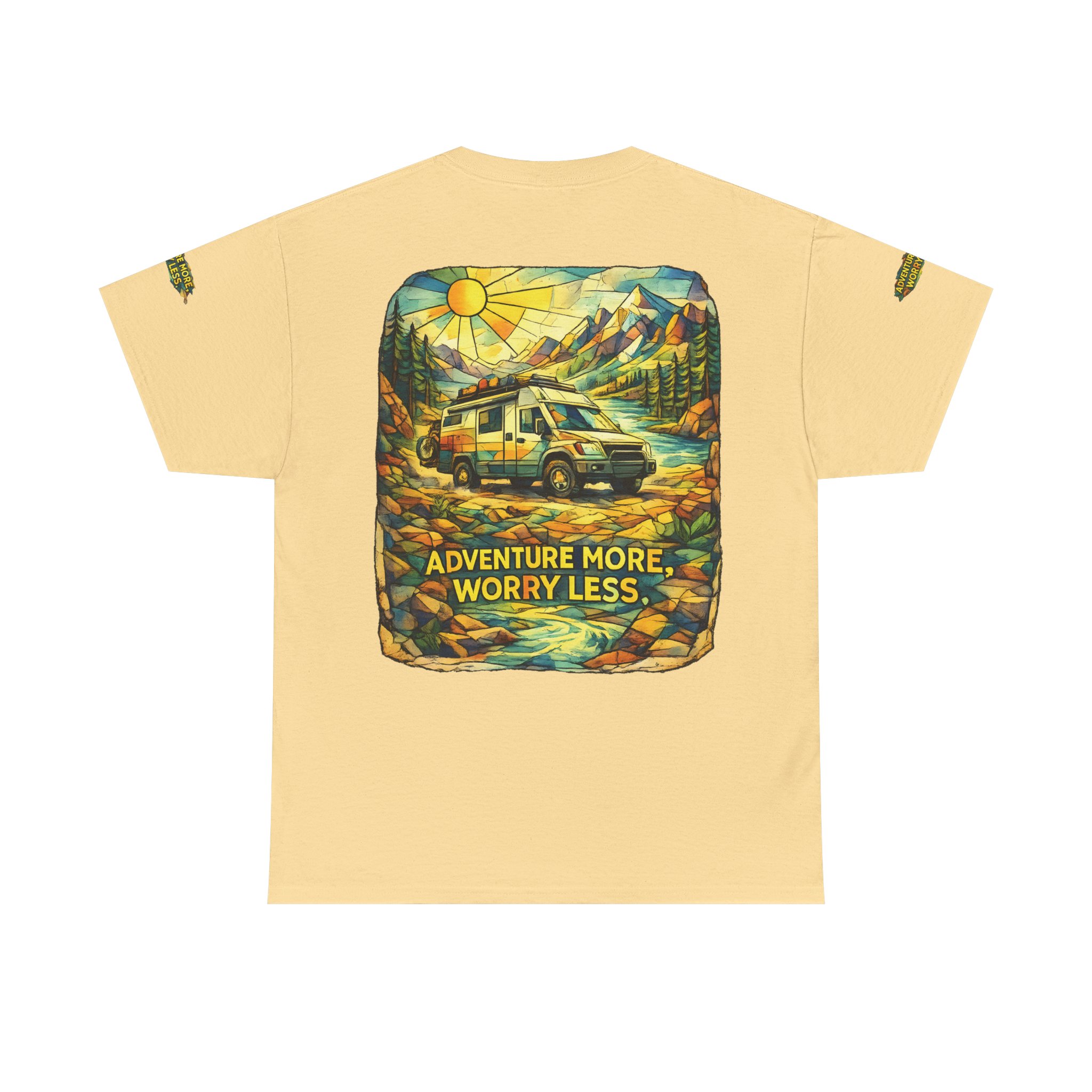 13706130962112688131_2048.jpeg Unisex Heavy Cotton Tee — "Adventure More Worry Less" Design Cubic-Line