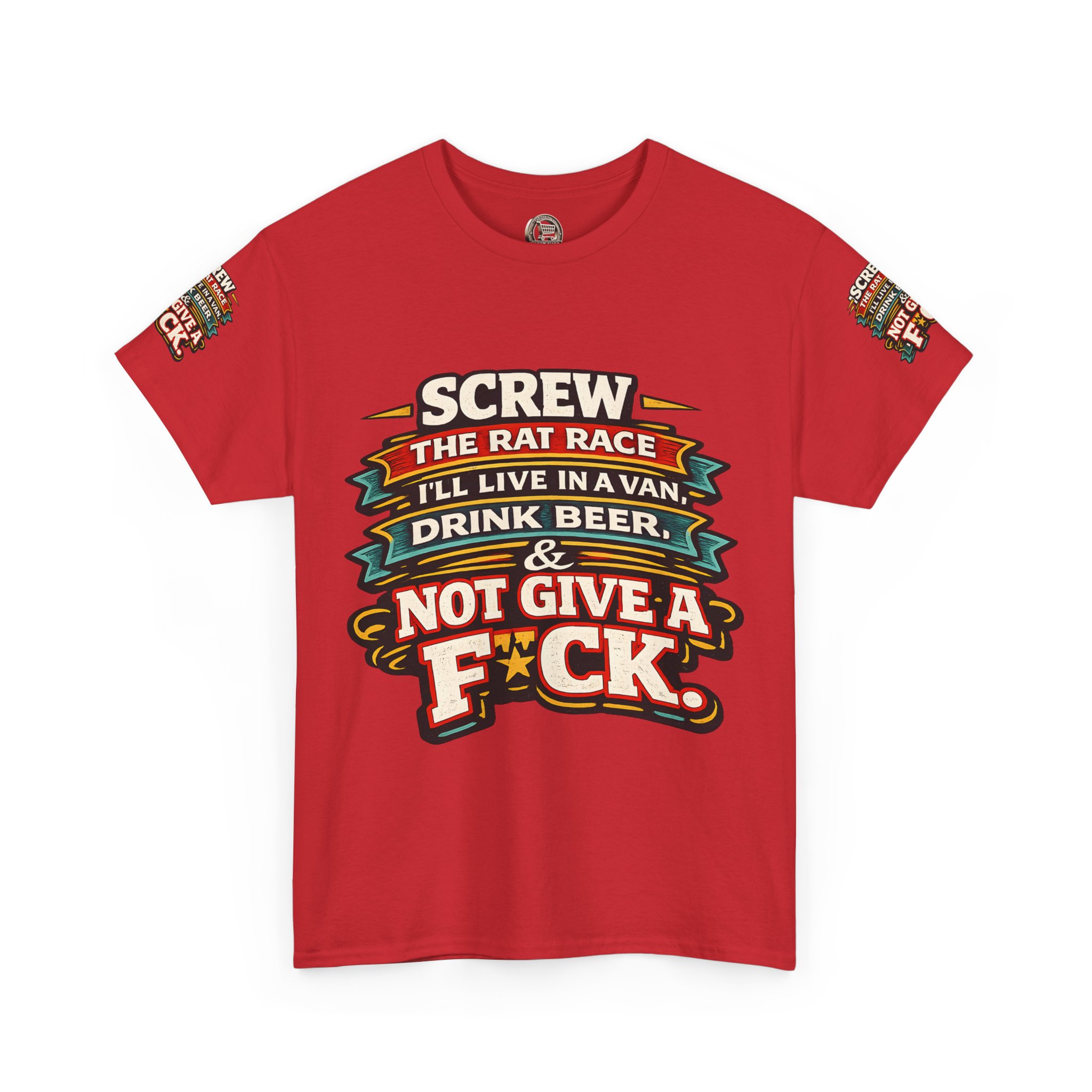 Unisex Heavy Cotton Tee — "Screw The Rat Race" Design F**K-Line