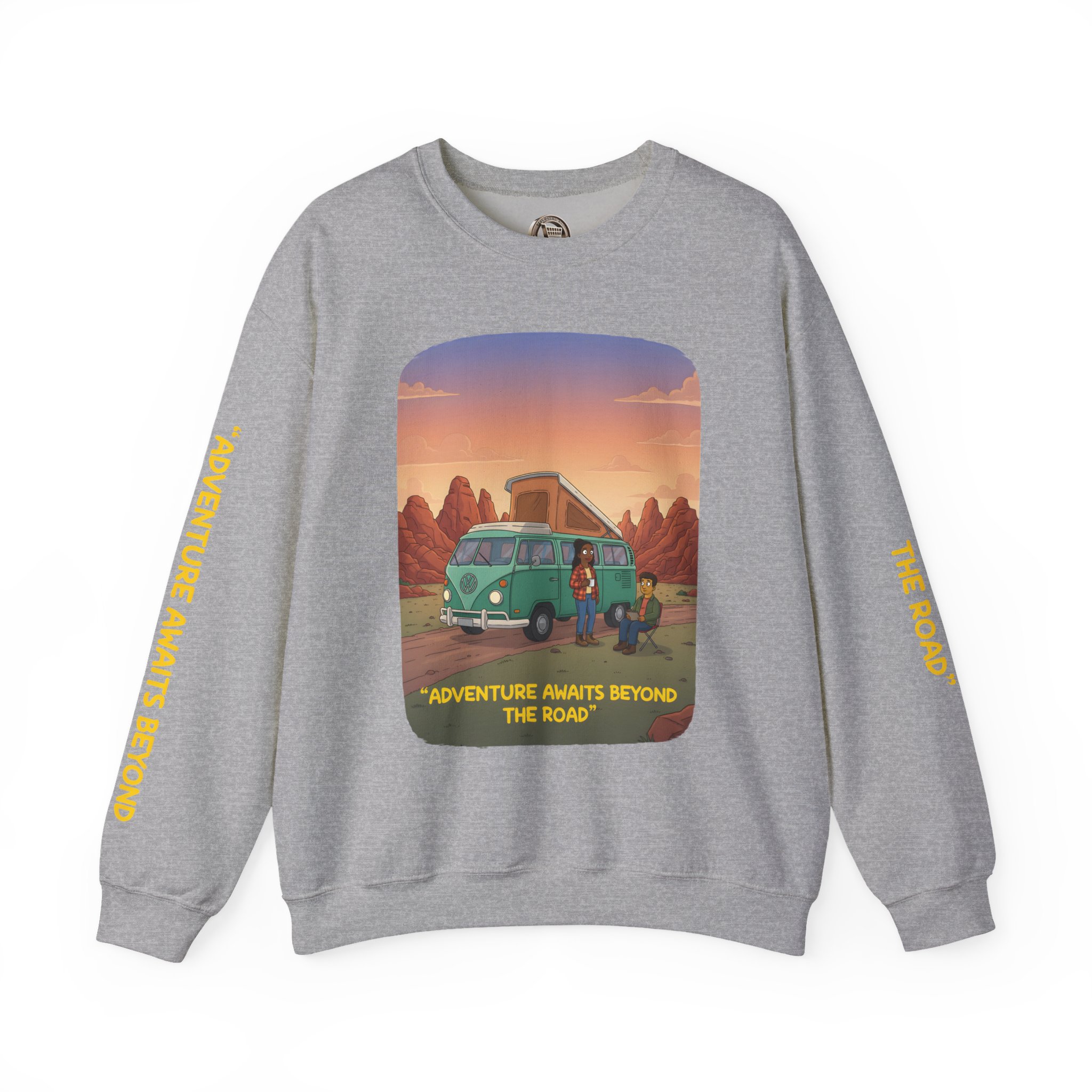 13712446238787403001_2048.jpeg Unisex Heavy Blend™ Crewneck Sweatshirt — "Adventure Awaits Beyond The Road" Design Sitcom-Line