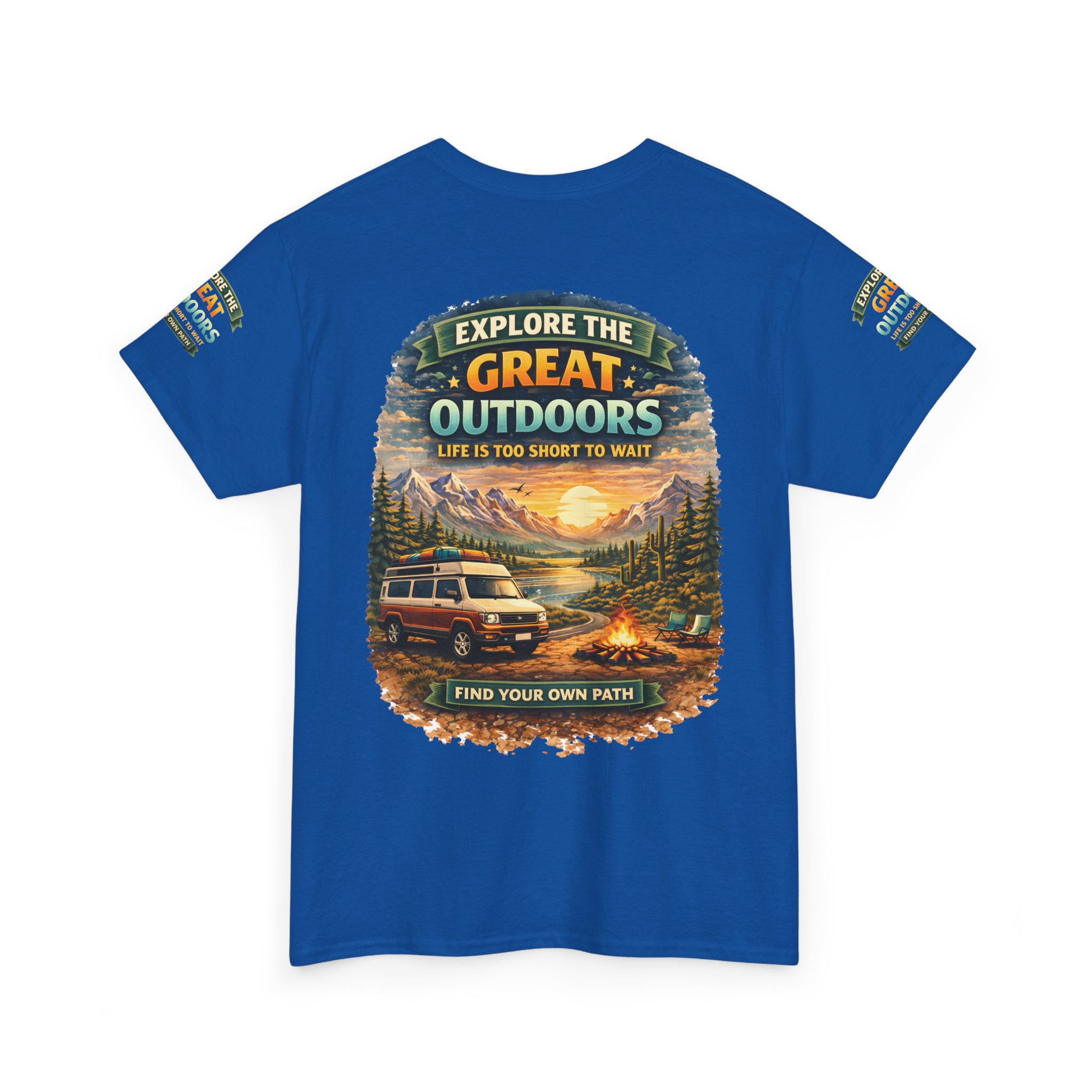 Unisex Heavy Cotton Tee — "Explore The Great Outdoors" Design Scenic-Line